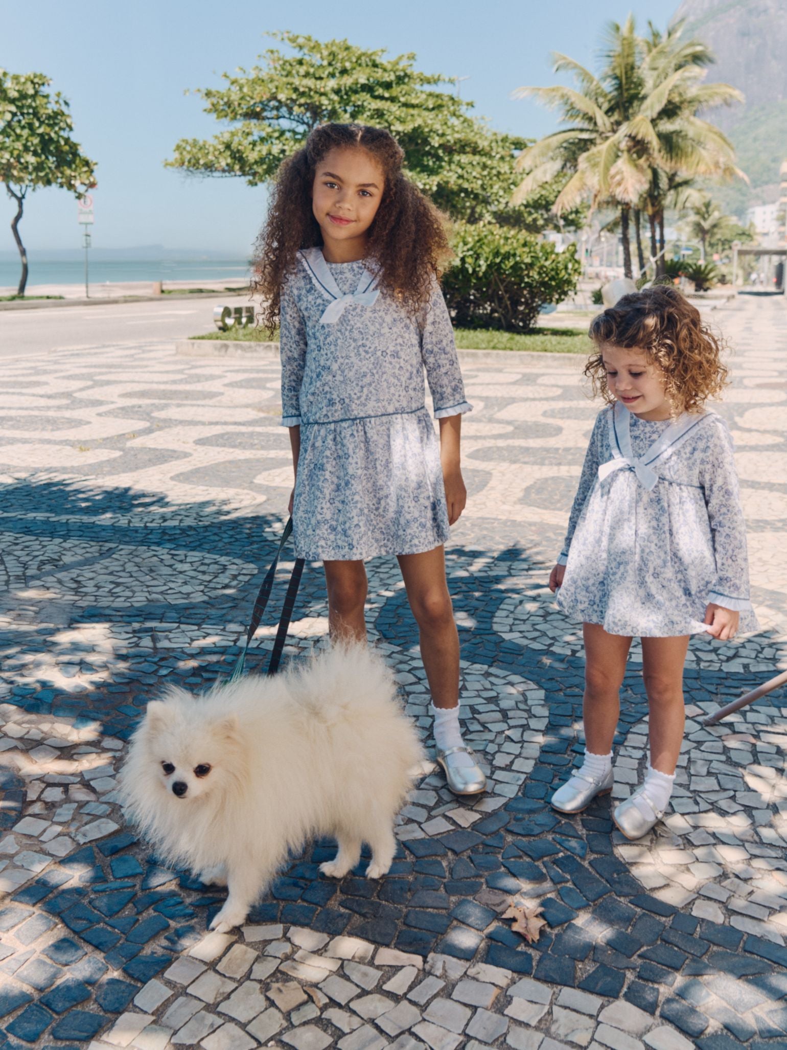 Dark Blue Floral Aranda Girl Drop Waist Dress