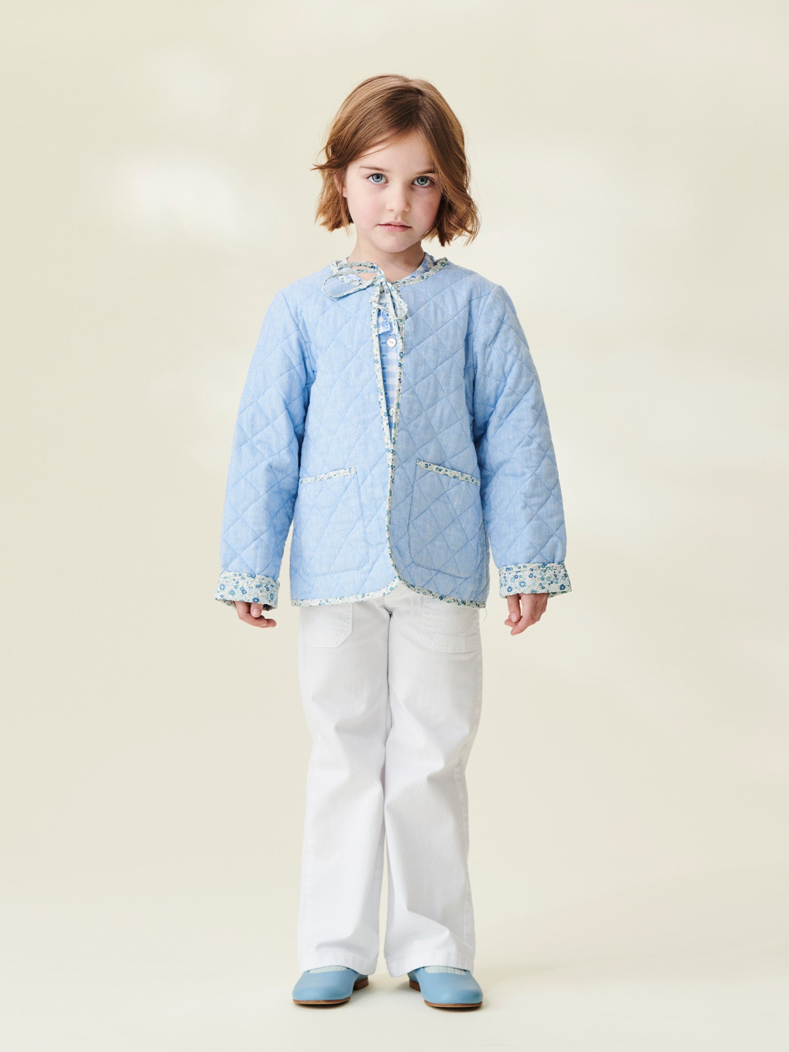 Blue Gingham Violeta Girl Smock Shirt