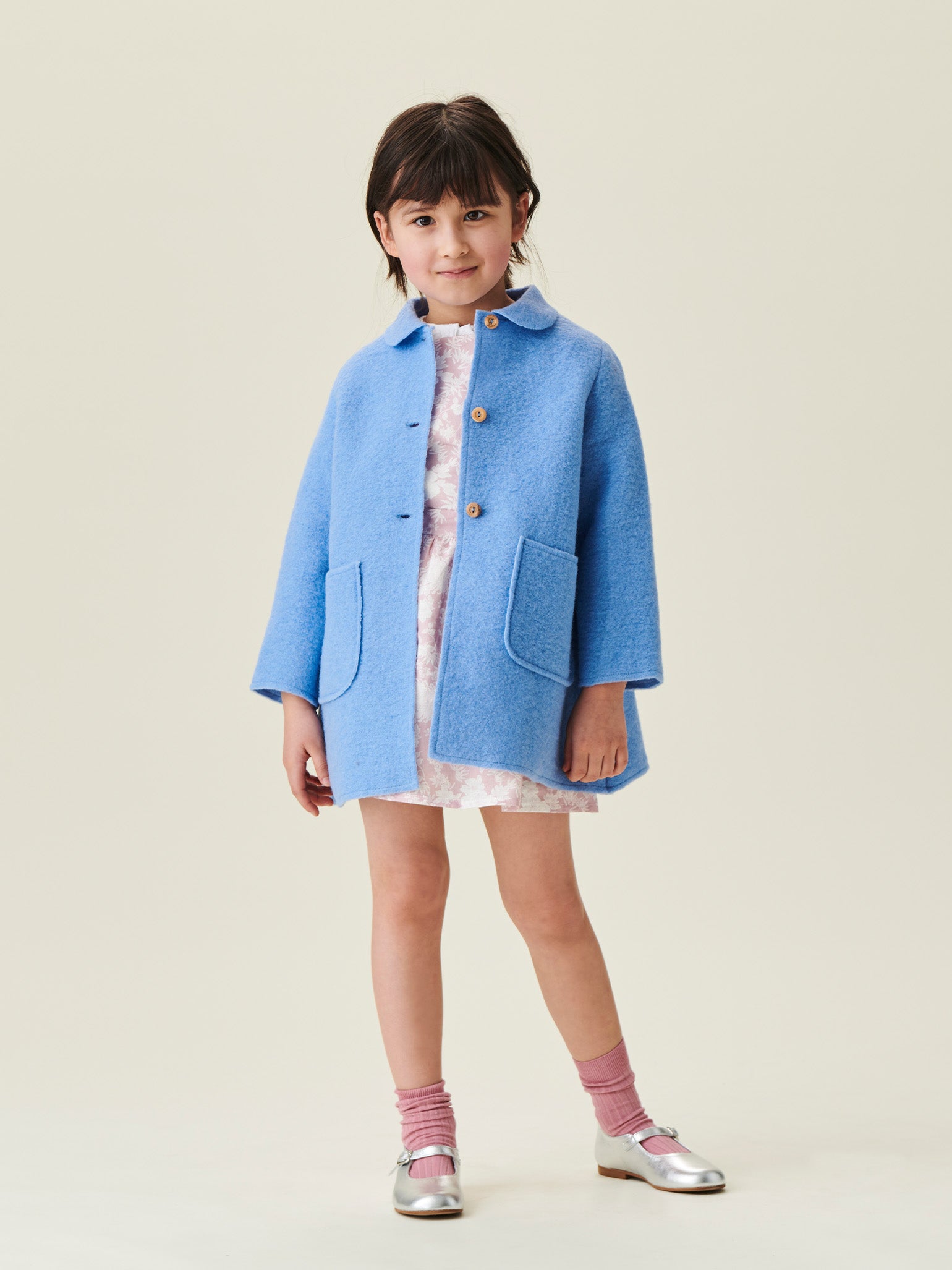 Blue Henrietta Girl Wool Coat