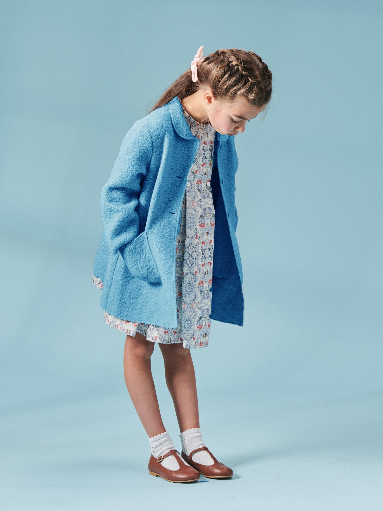 Blue Henrietta Girl Wool Coat