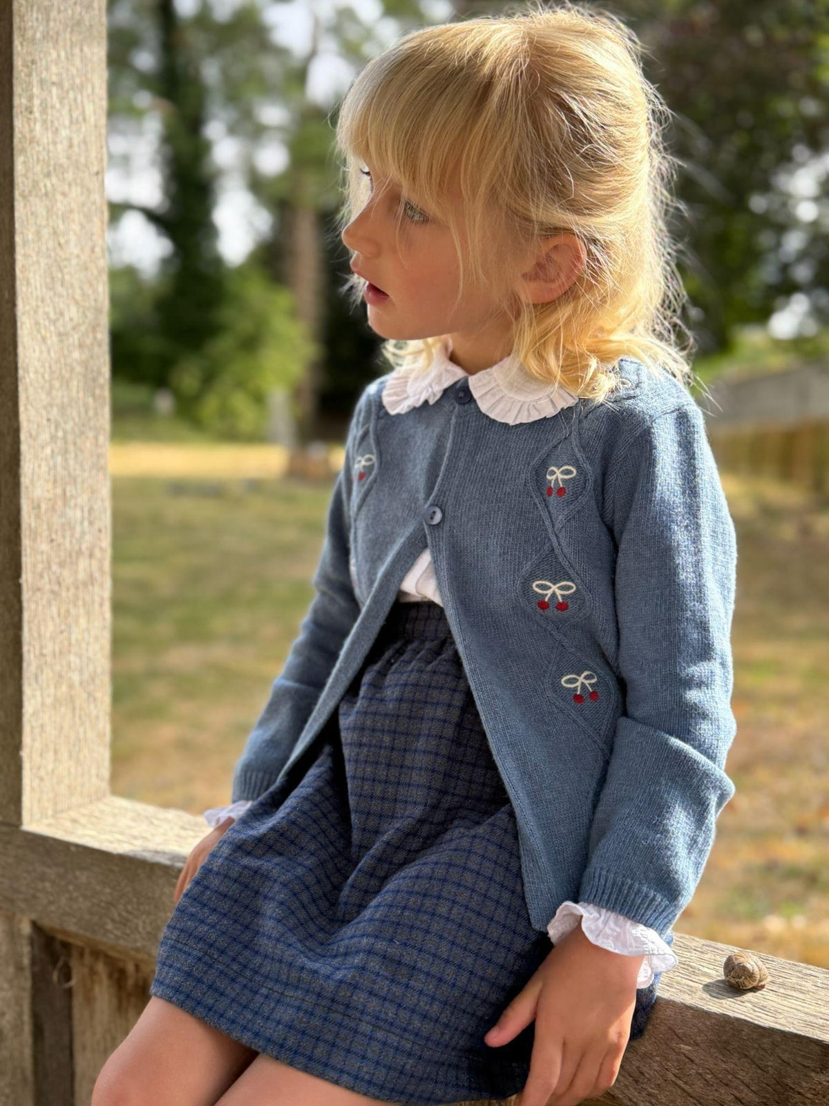 Blue Leanor Merino Girl Cardigan