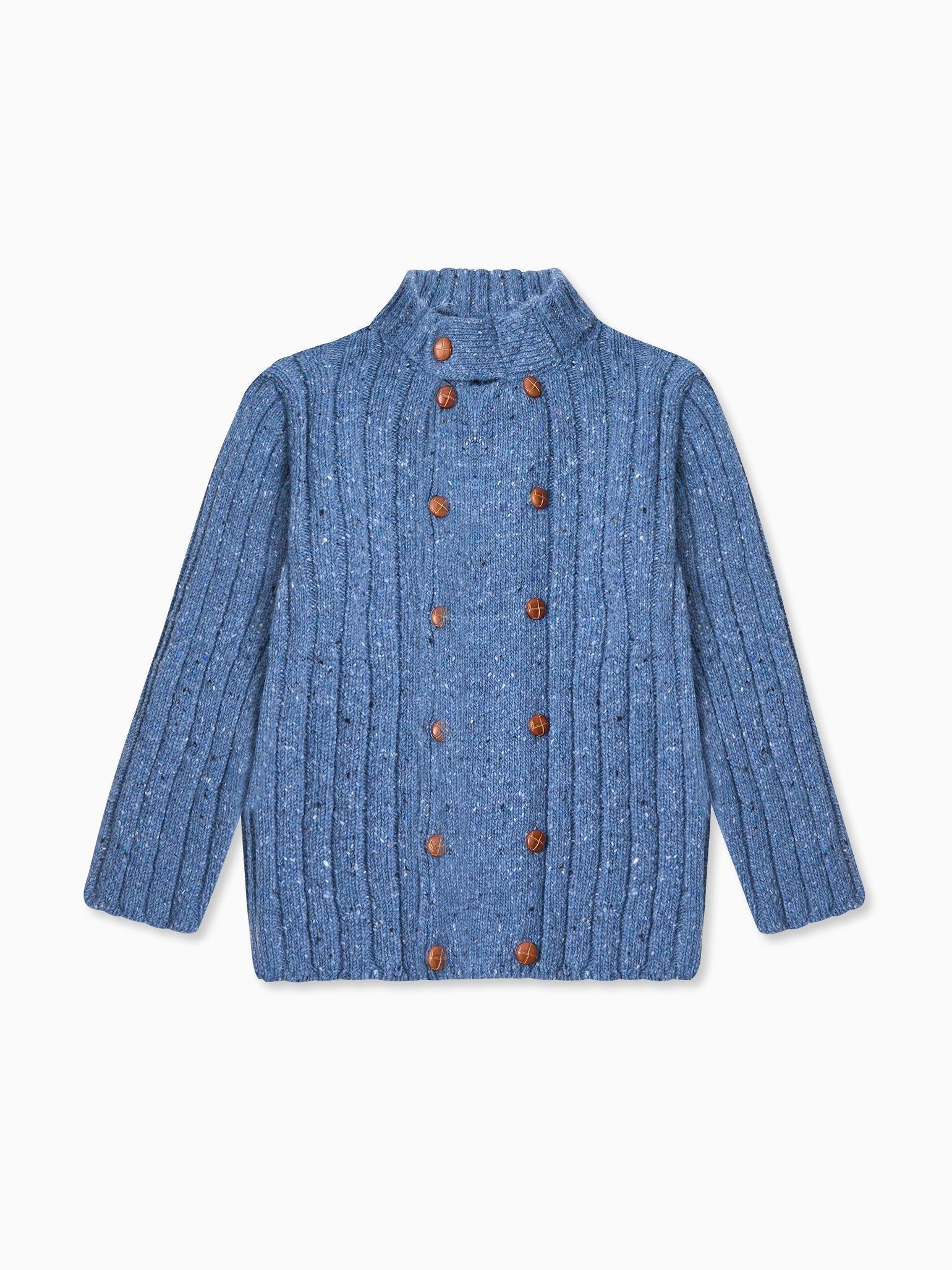Dusty Blue Bolo Merino Boy Cardigan