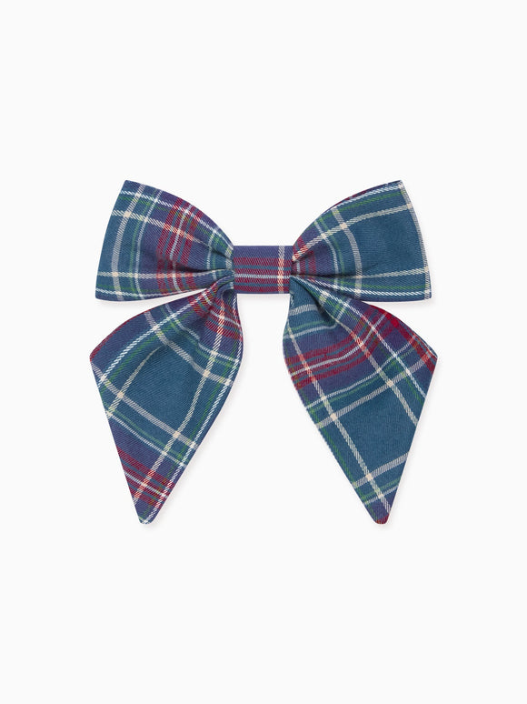 Green Tartan Girl Large Bow Clip