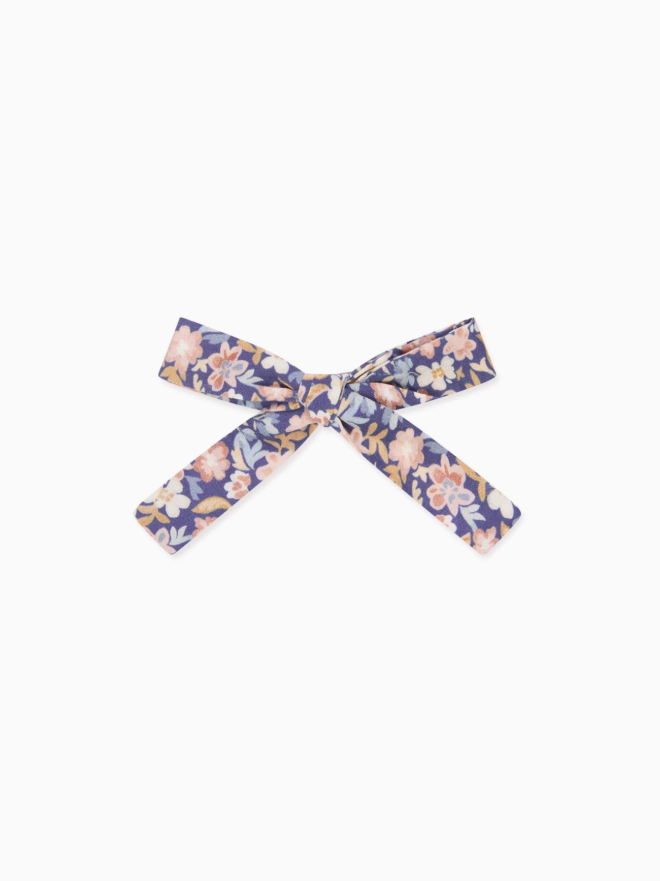 Blue Floral Girl Soft Ribbon Bow Clip