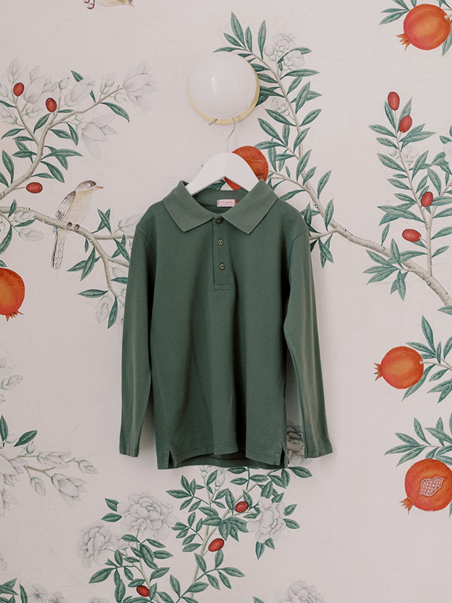 Olive Braulio Long Sleeve Kids Polo Top