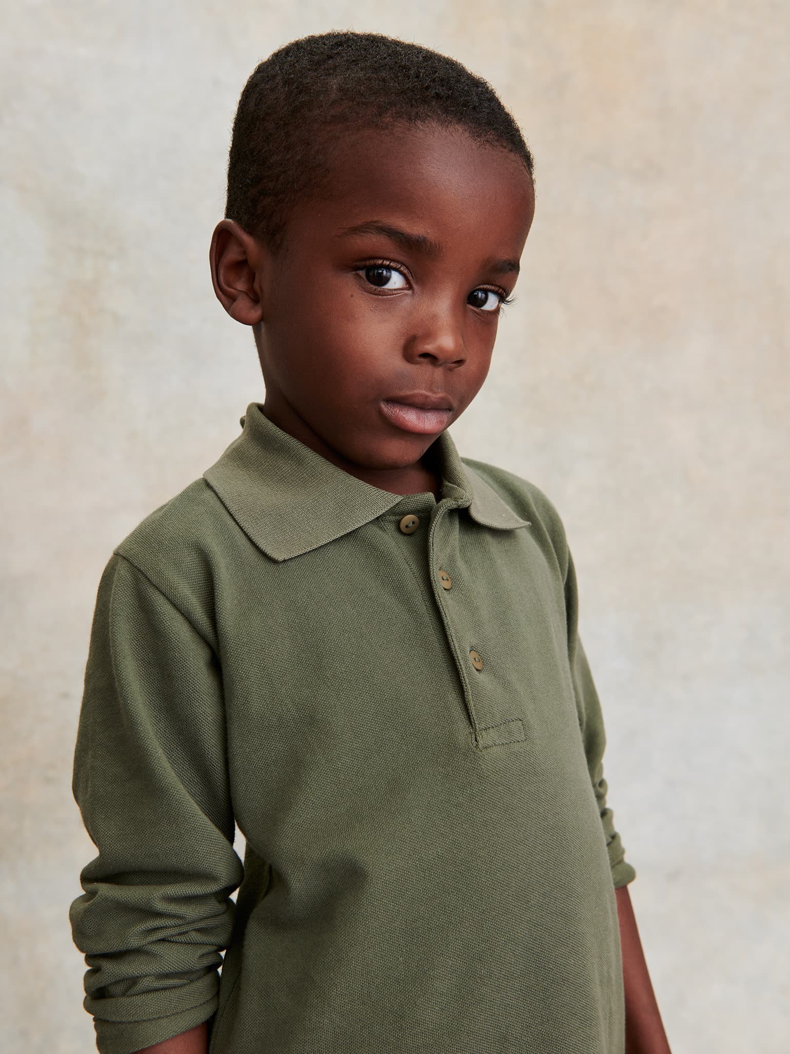 Olive Braulio Long Sleeve Kids Polo Top