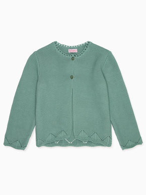 Sage Green Brisa Cotton Girl Cardigan