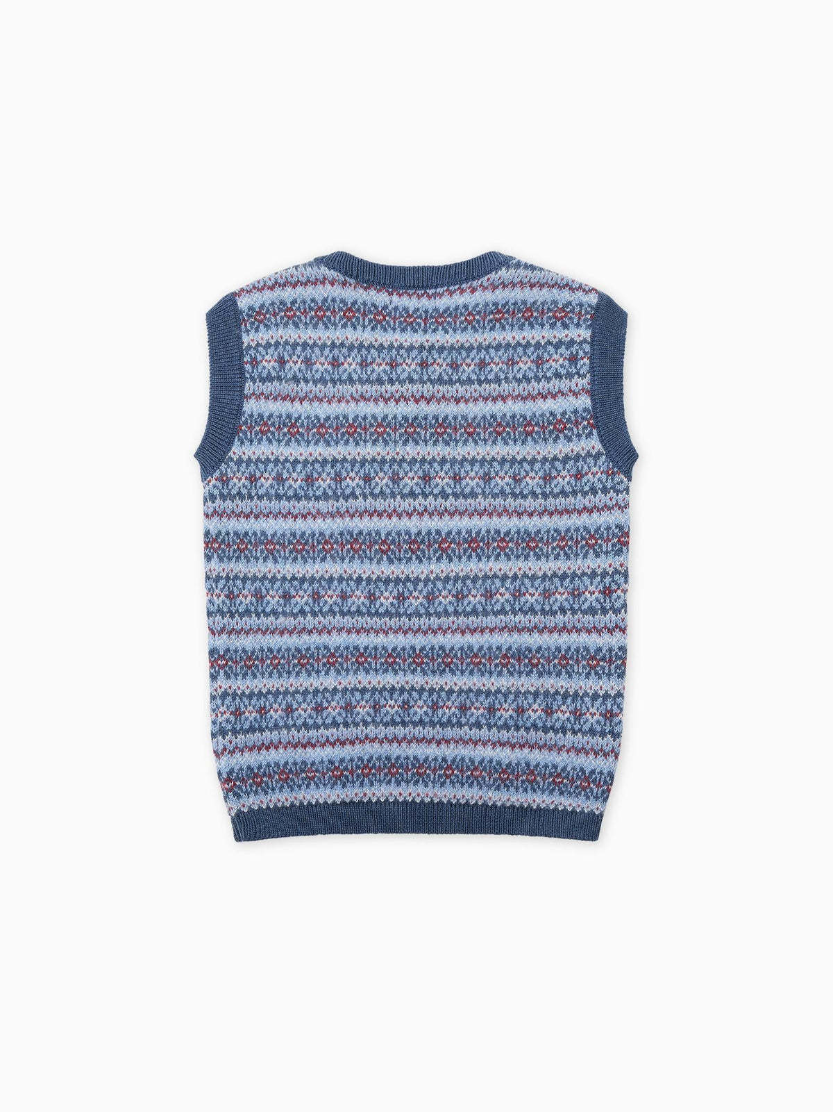 Dusty Blue Bromo Merino Fair Isle Boy Vest