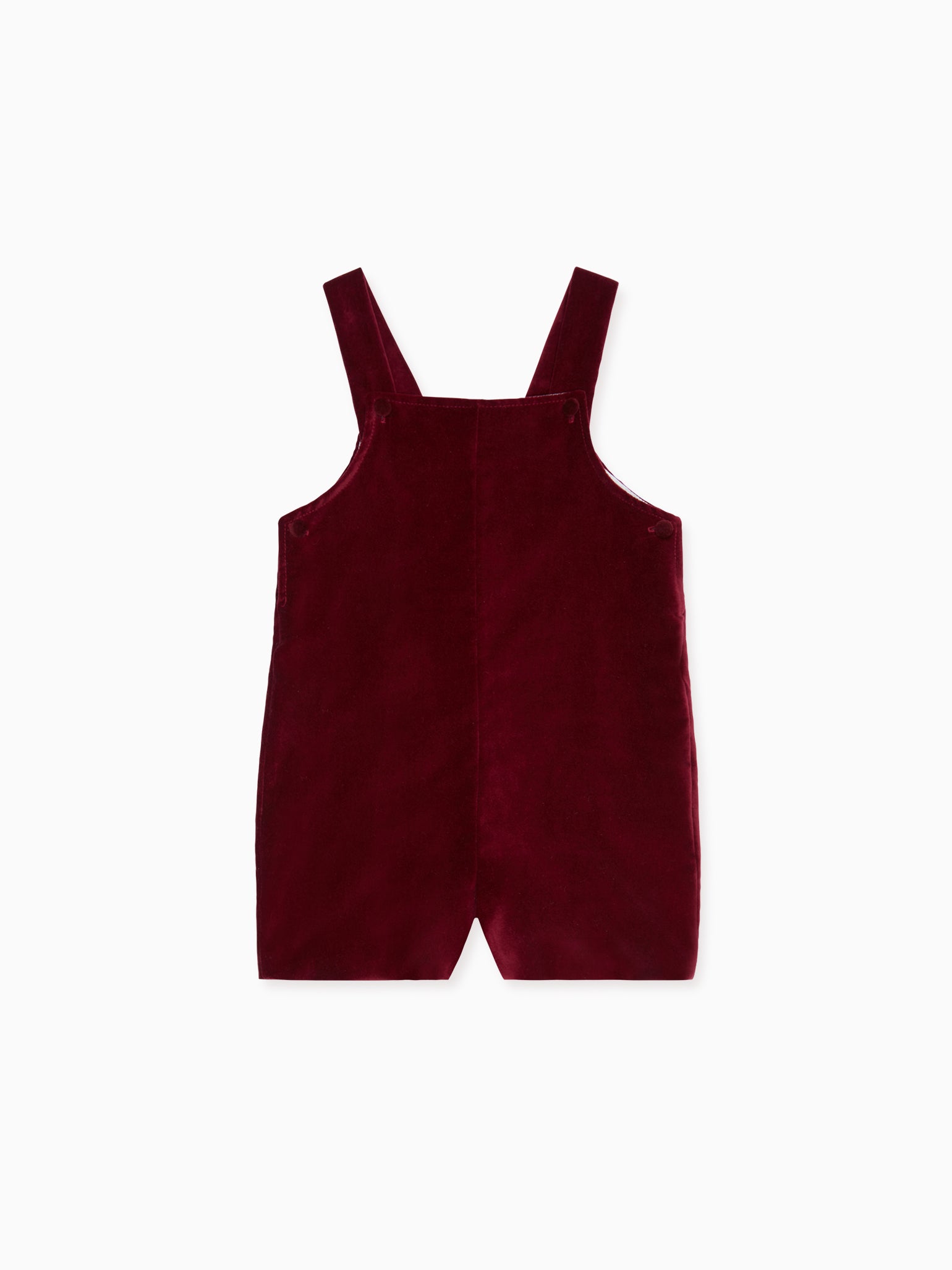 Burgundy Buganvilla Velvet Baby Dungarees