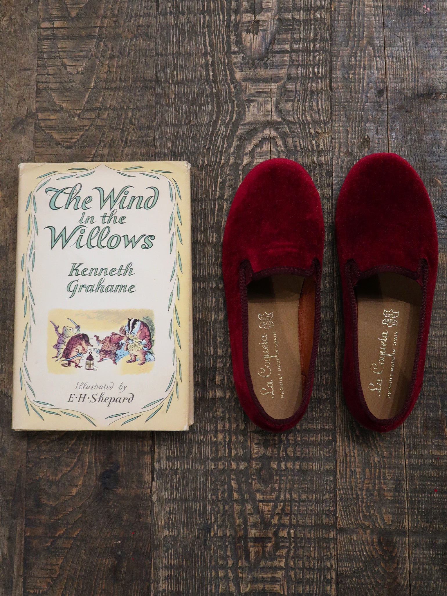 Burgundy Kids Velvet Slippers