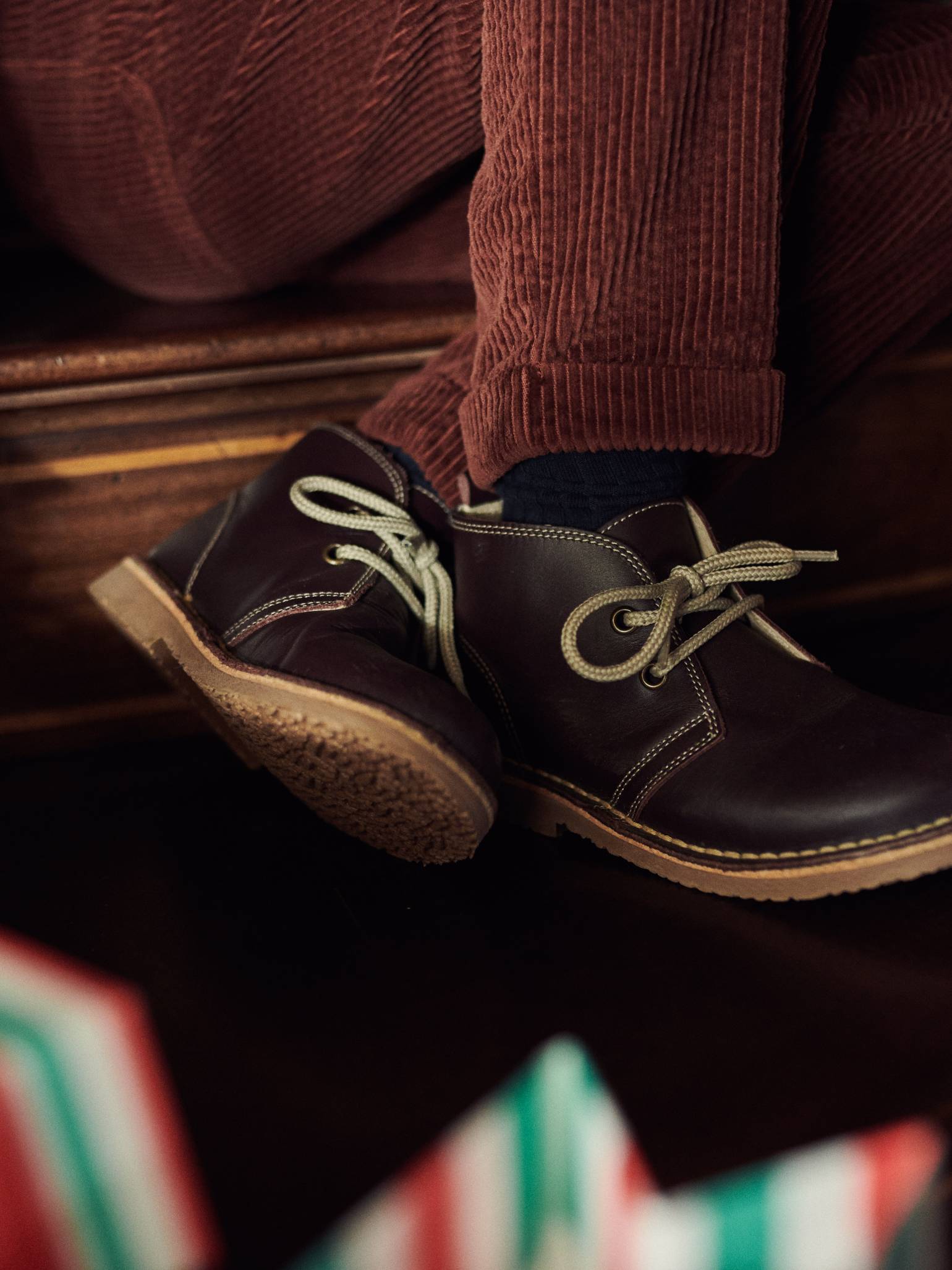 Burgundy Leather Kids Desert Boots