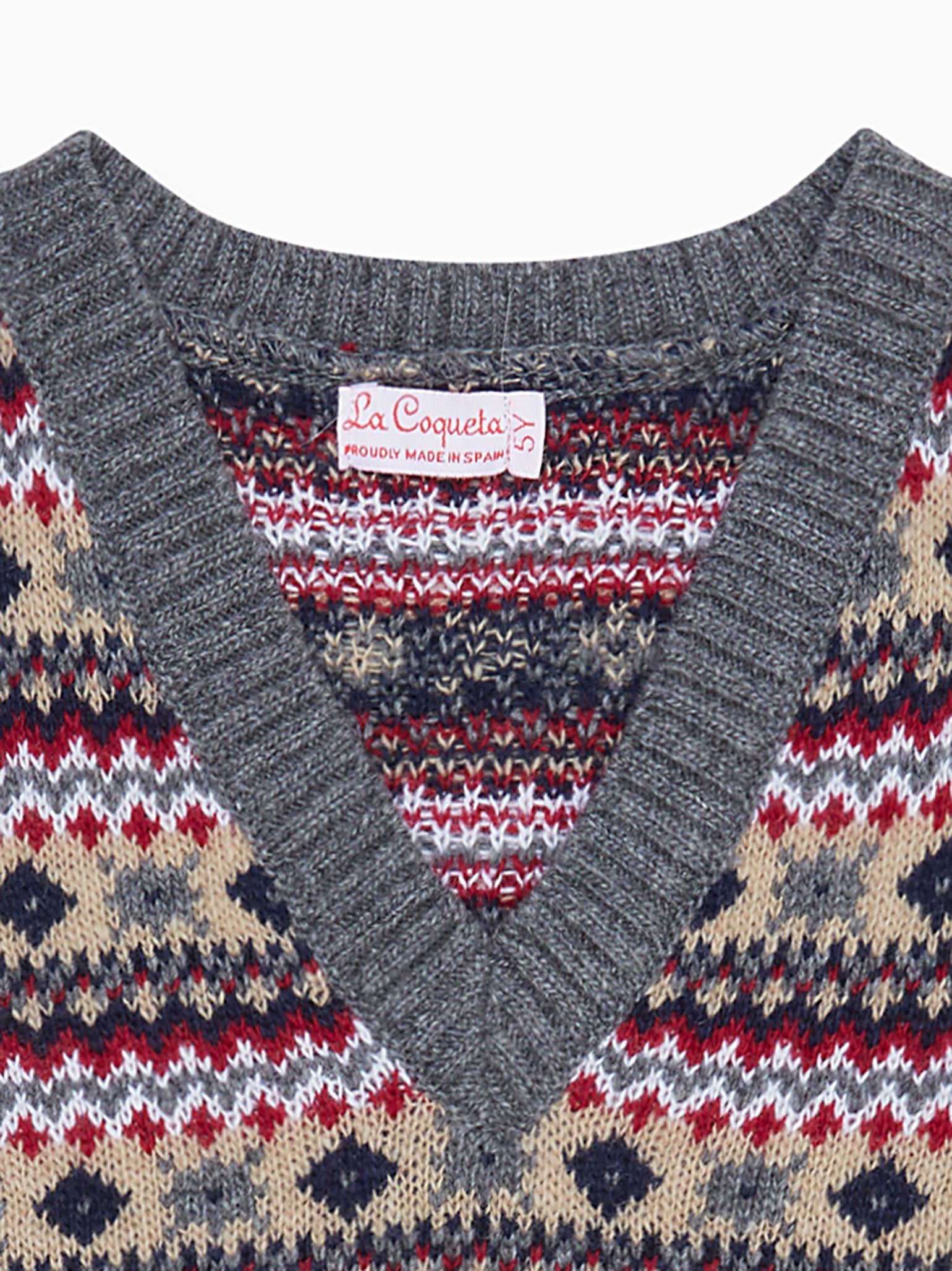 Navy Cacia Fair Isle Merino Kids Sleeveless Jumper