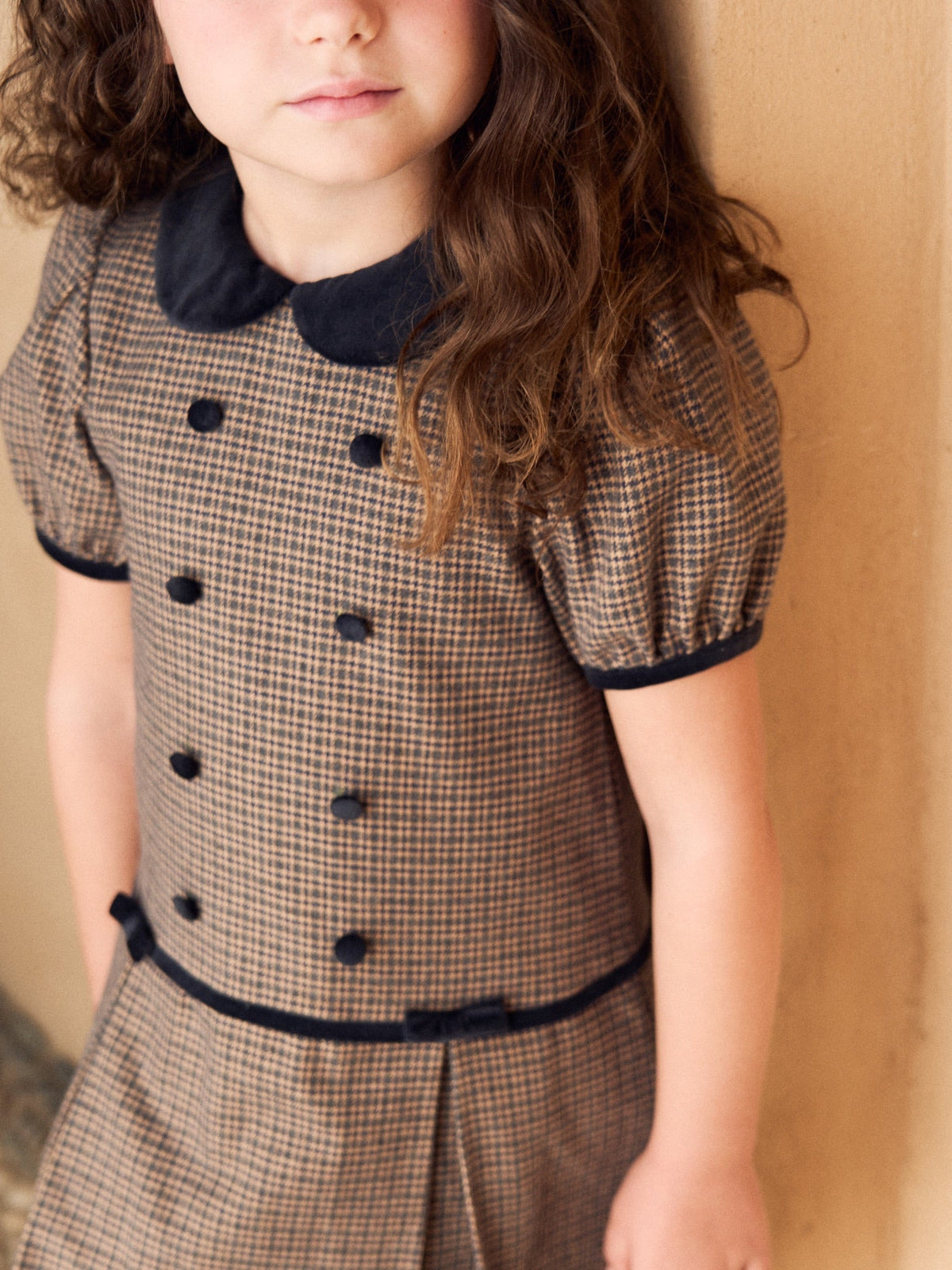Brown Check Camala Girl Drop Waist Dress