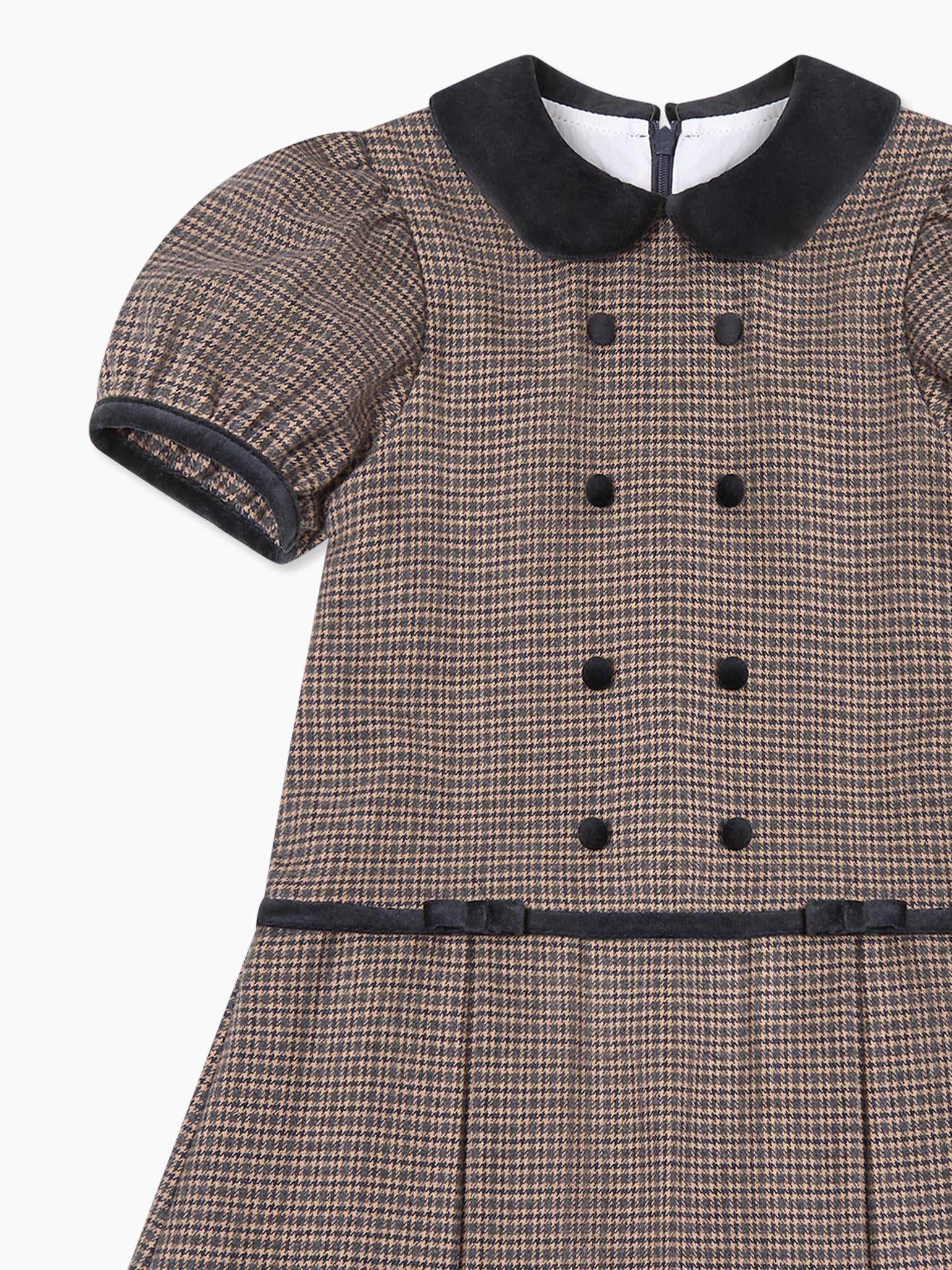 Brown Check Camala Girl Drop Waist Dress