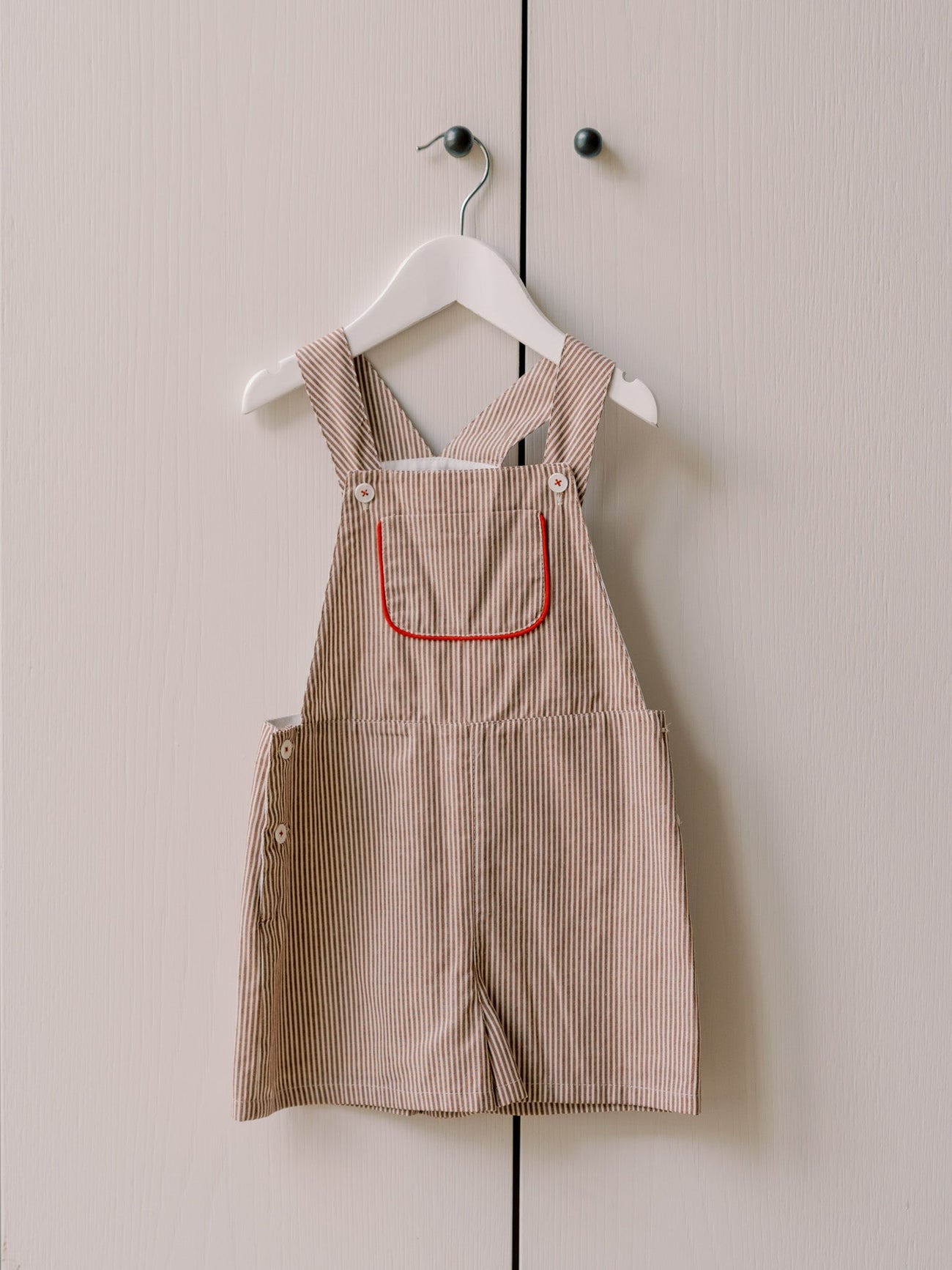Camel Stripe Ingrid Girl Dungarees