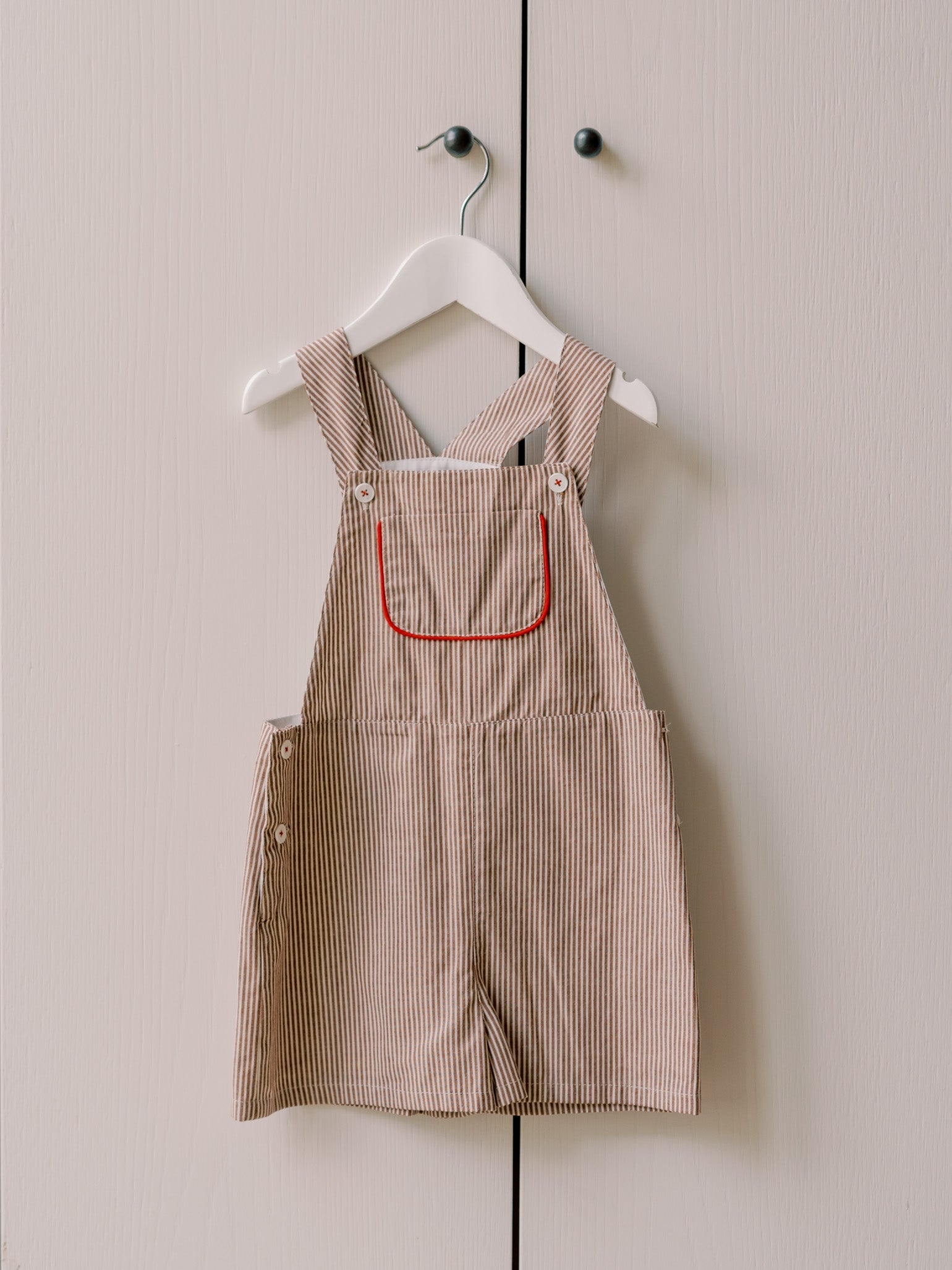 Camel Stripe Ingrid Girl Dungarees