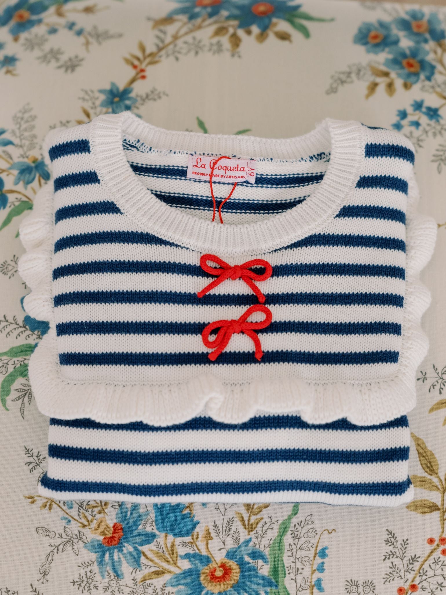 Navy Stripe Candela Cotton Girl Jumper