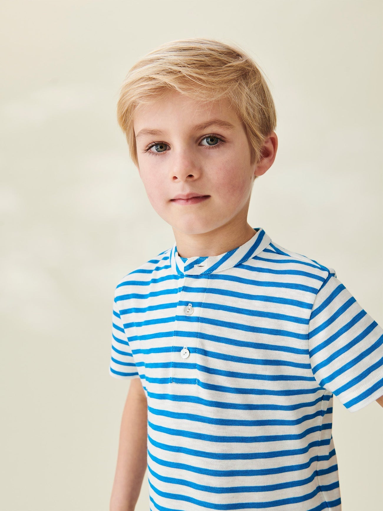 Capri Blue Stripe Alcon Boy Cotton Polo Shirt