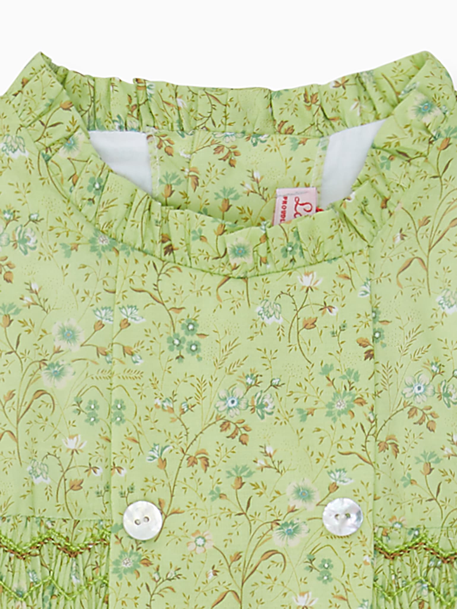 Green Floral Carla Girl Hand-Smocked Dress