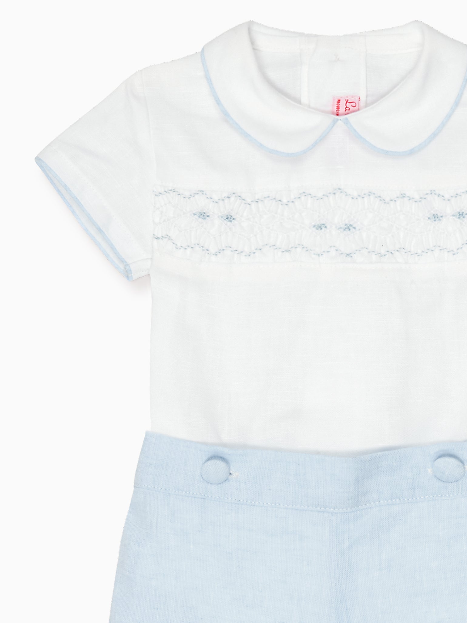 Dusty Blue Carlina Baby Boy Hand-Smocked Set