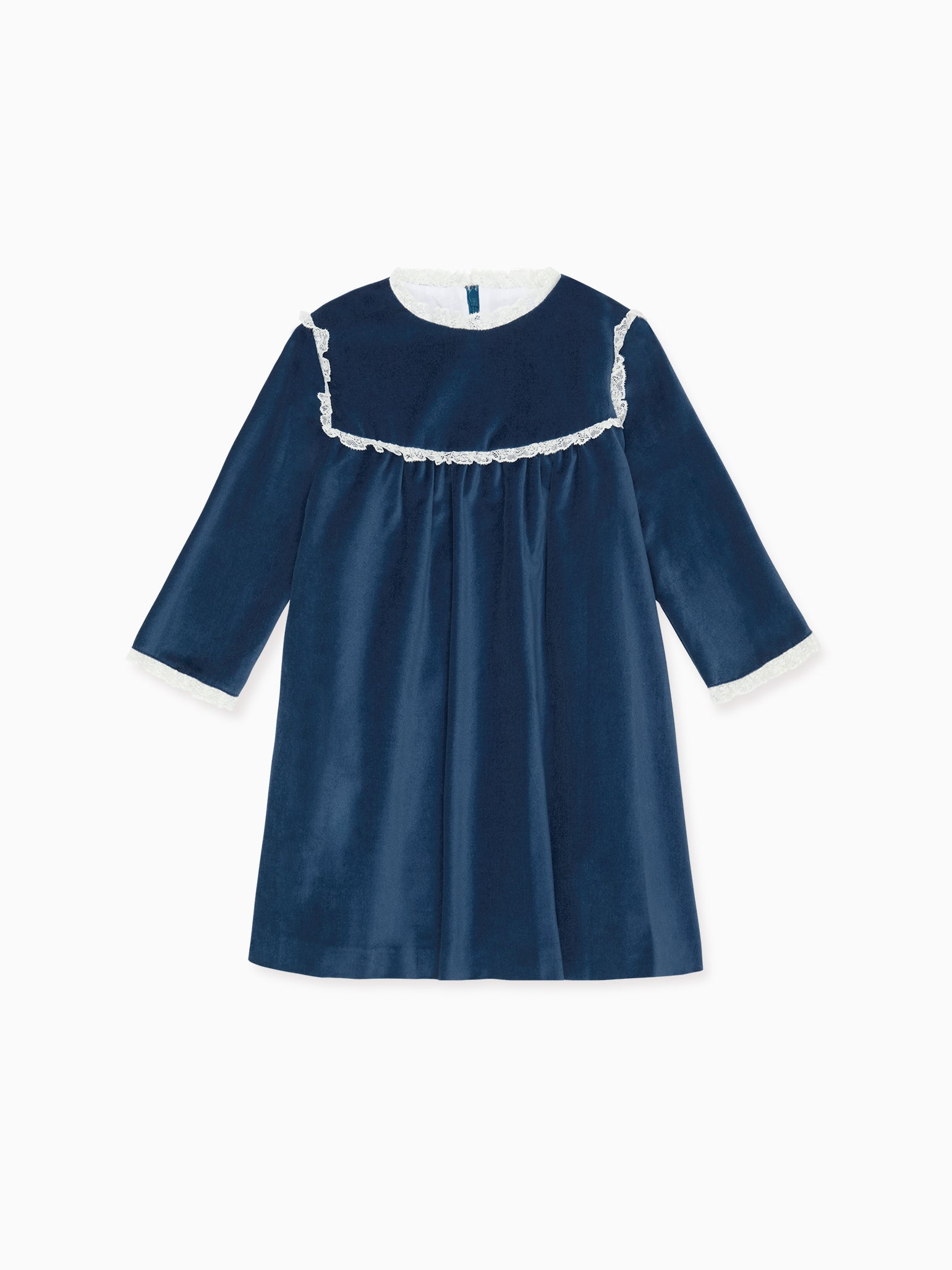 Blue Carolina Velvet Girl Empire Dress