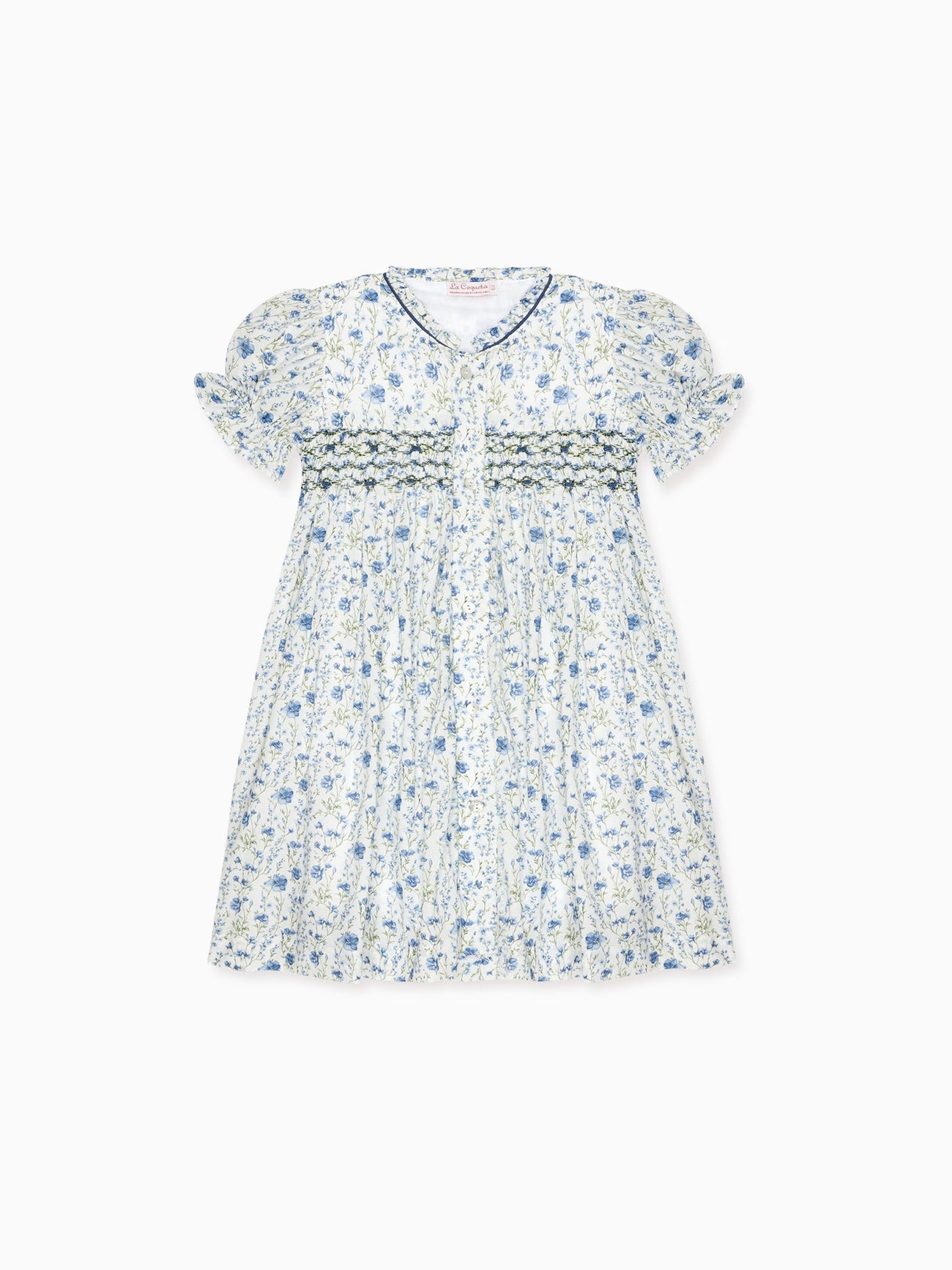 Blue Floral Casilda Girl Hand-Smocked Dress