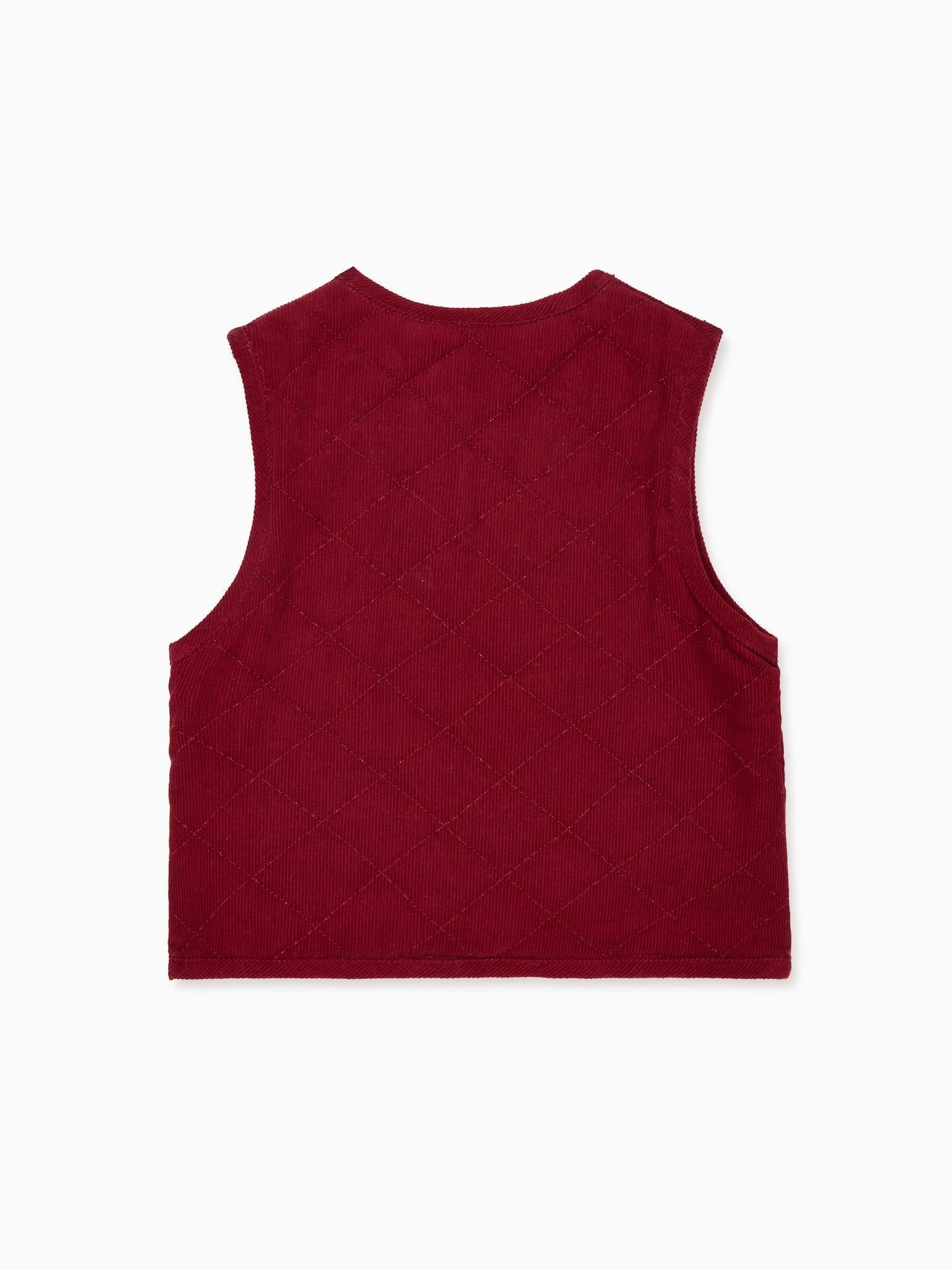 Burgundy Caza Corduroy Baby Sleeveless Jacket