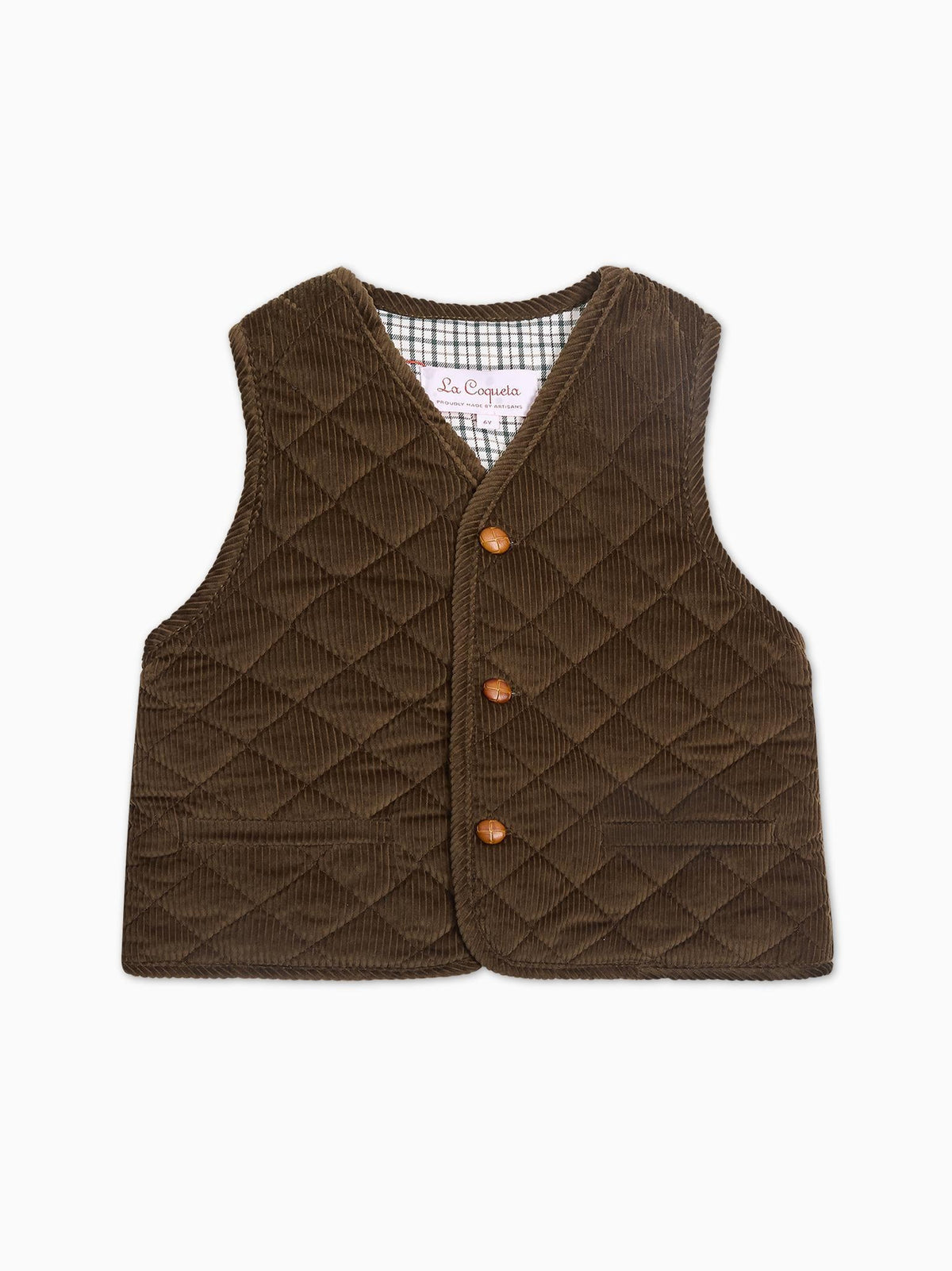 Brown Caza Corduroy Boy Sleeveless Jacket