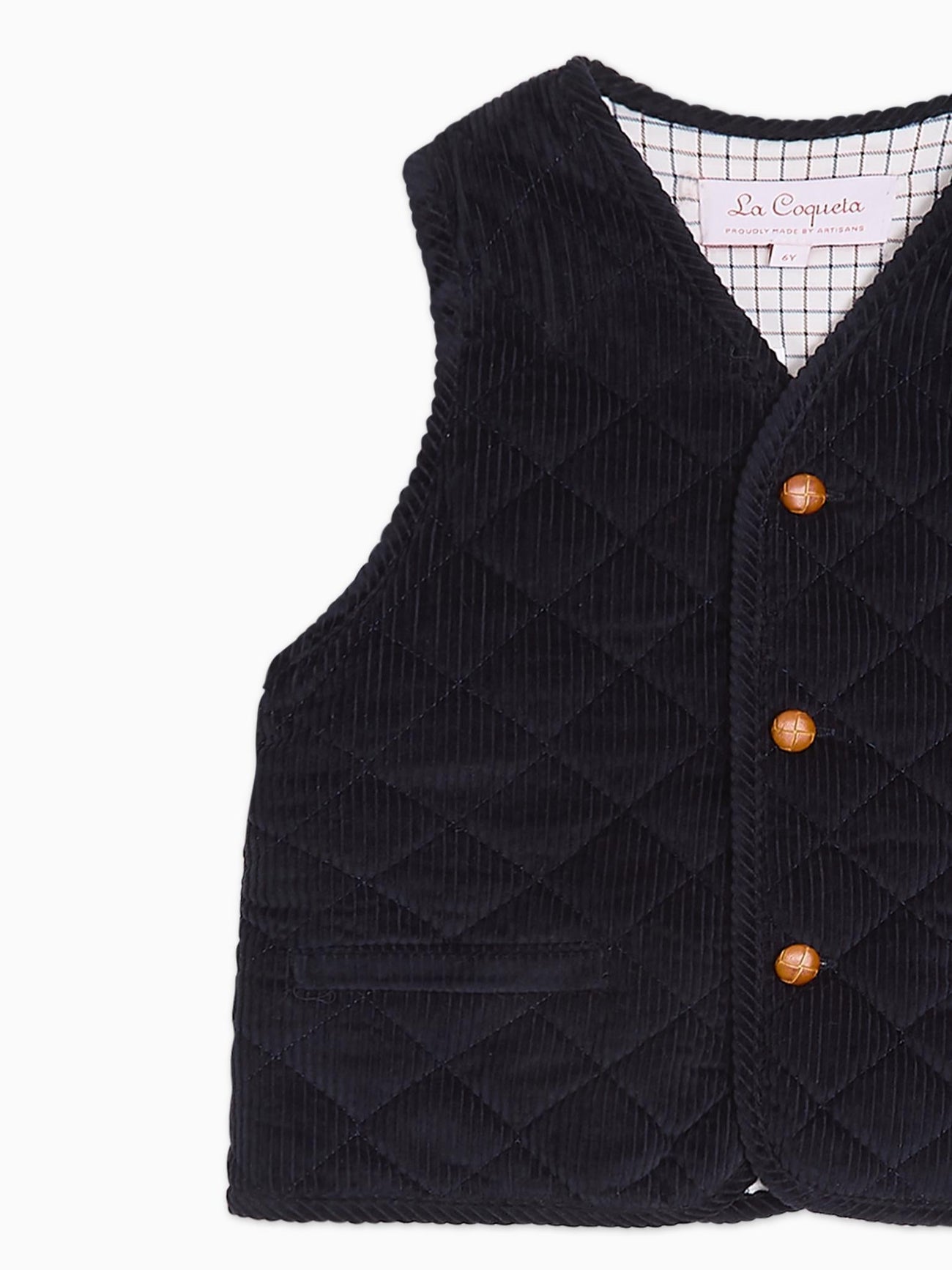Navy Caza Corduroy Boy Sleeveless Jacket