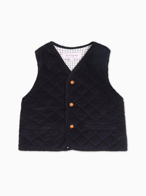 Navy Caza Corduroy Boy Sleeveless Jacket