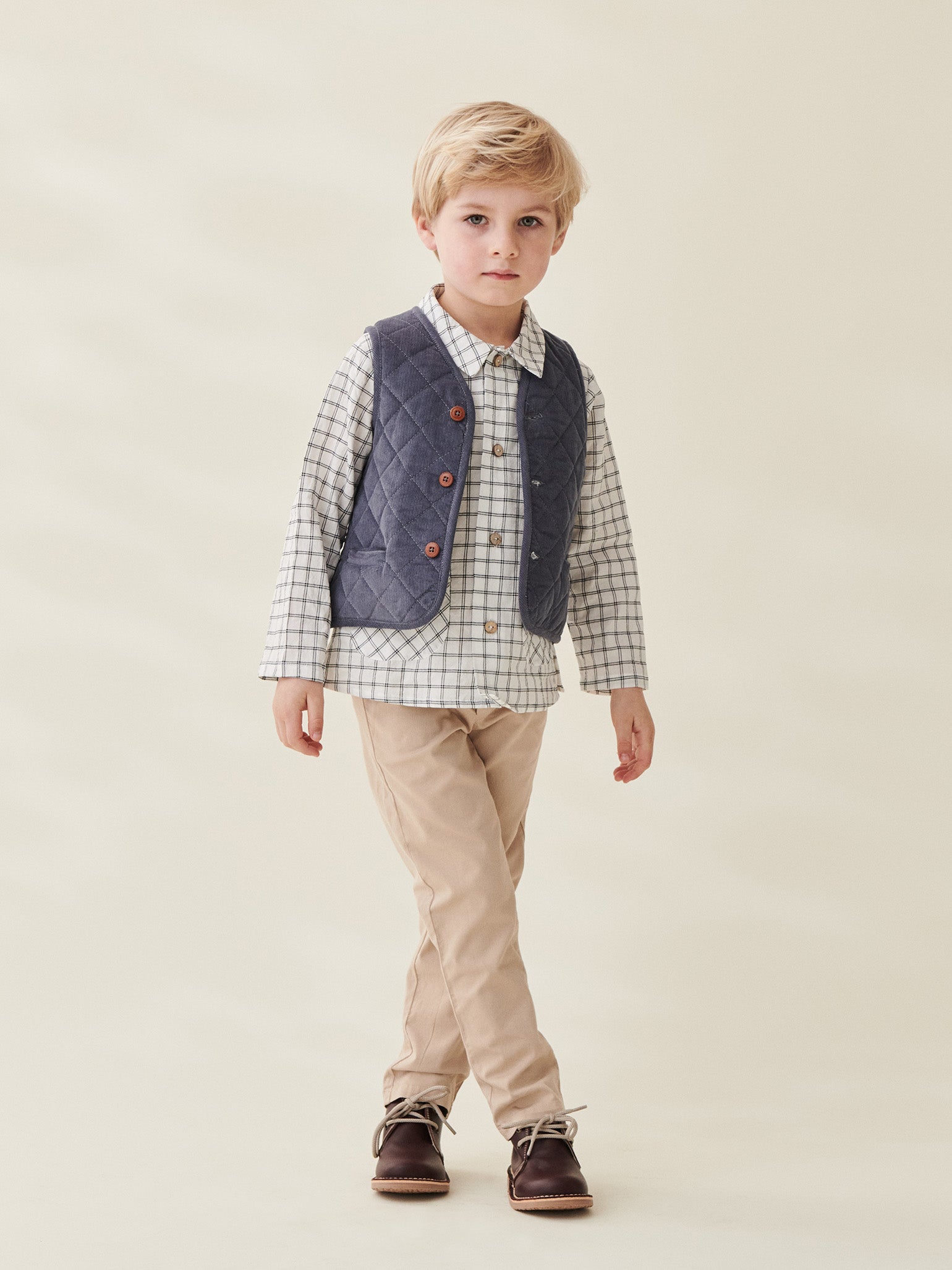 Dusty Blue Caza Kids Corduroy Sleeveless Jacket