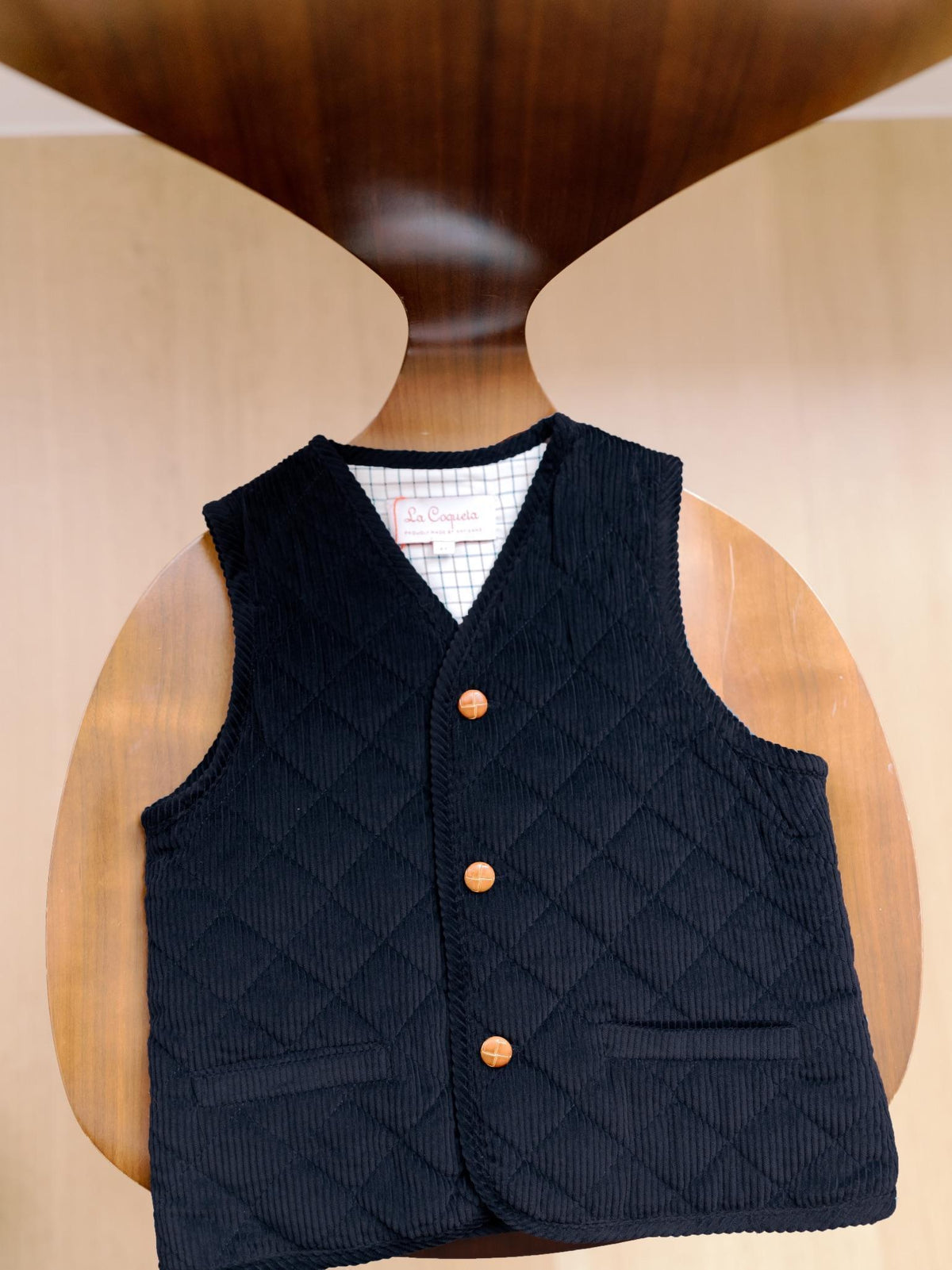 Navy Caza Corduroy Boy Sleeveless Jacket