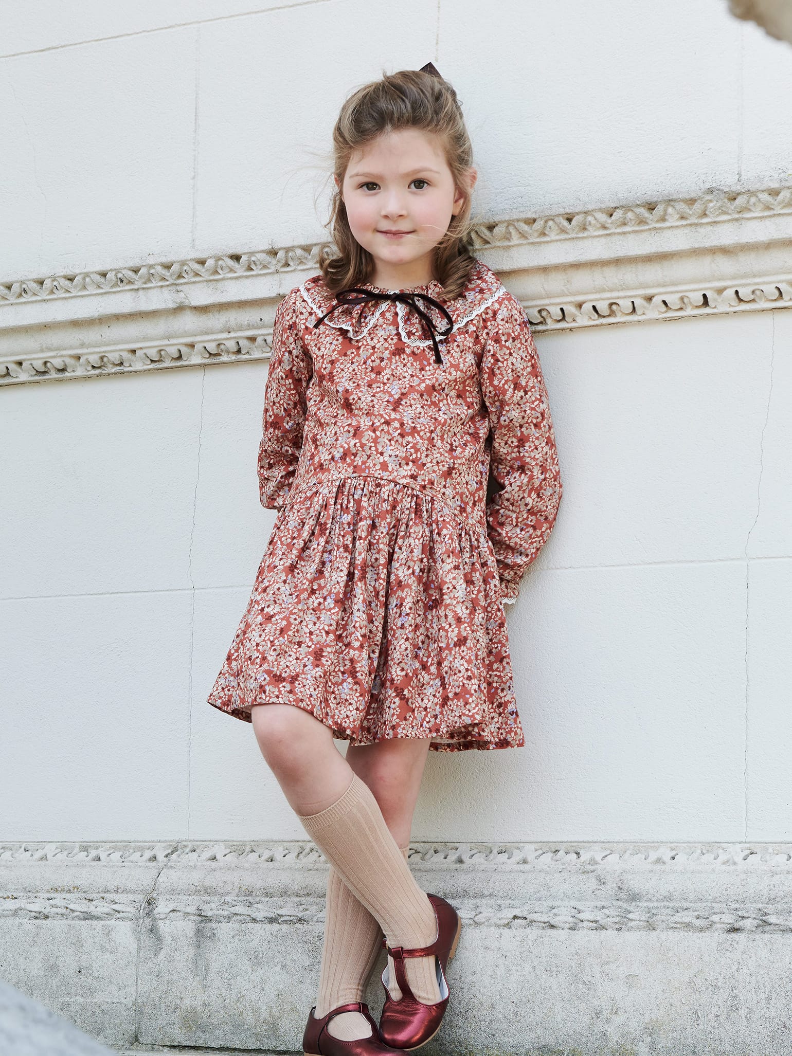 Red Metallic Leather Girl T-Bar Shoes