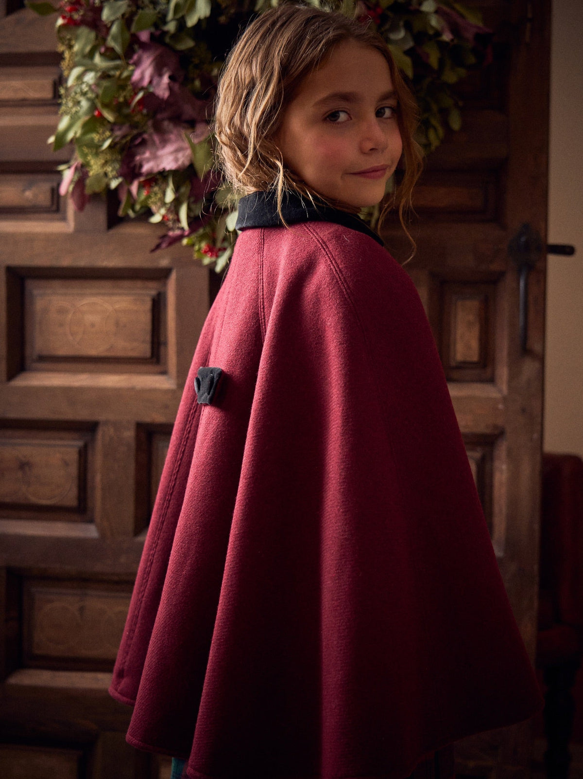 Burgundy Clara Girl Cape