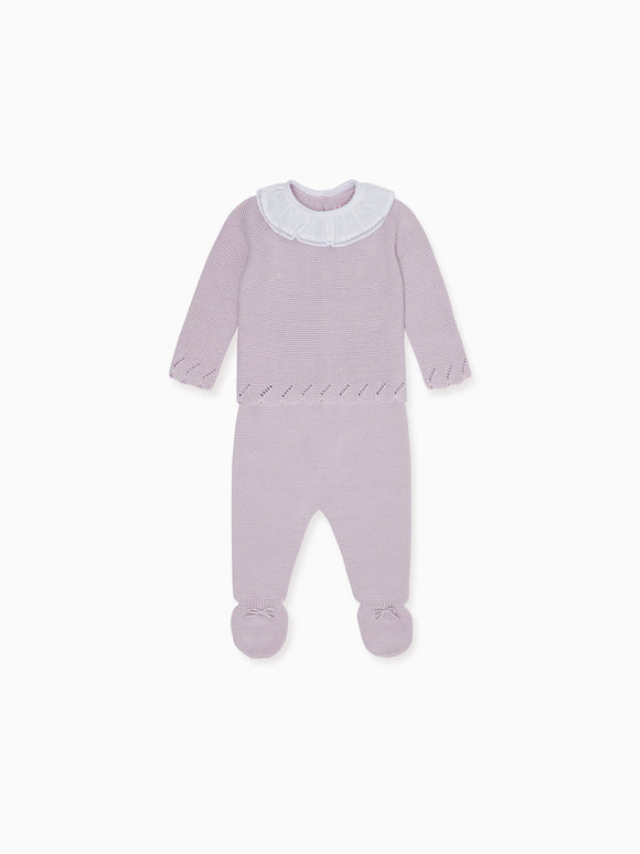 Lilac Claudeta Cotton Baby Girl Knitted Set