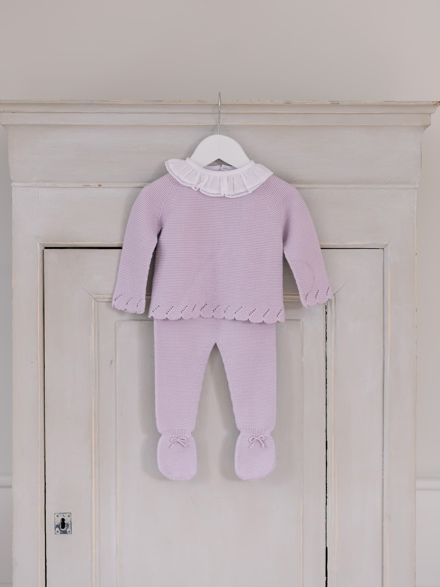 Lilac Claudeta Cotton Baby Girl Knitted Set