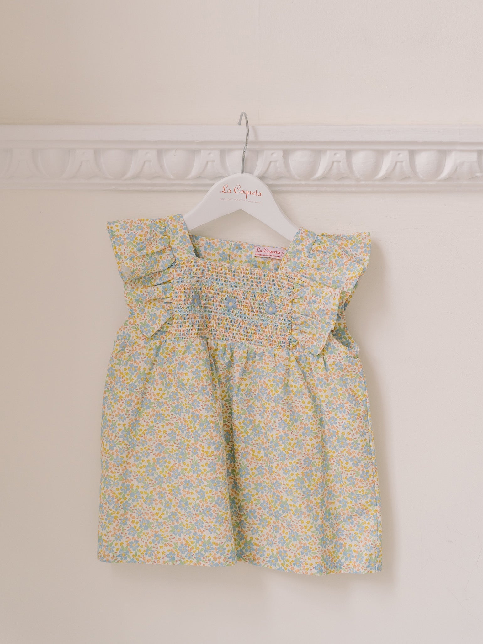 Blue Floral Claudia Smocked Girl Top