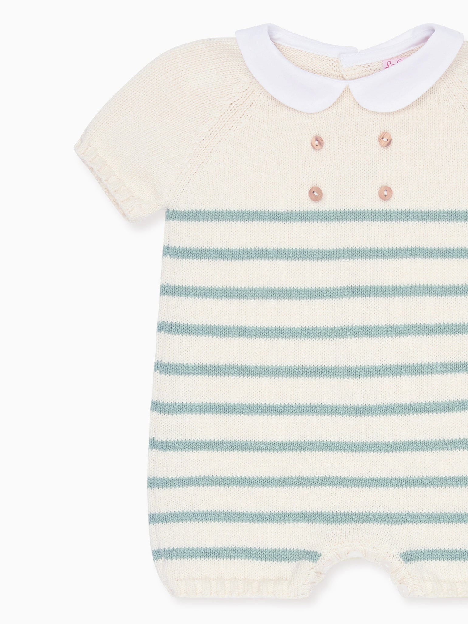 Sage Stripe Clavel Cotton Baby Knitted Playsuit