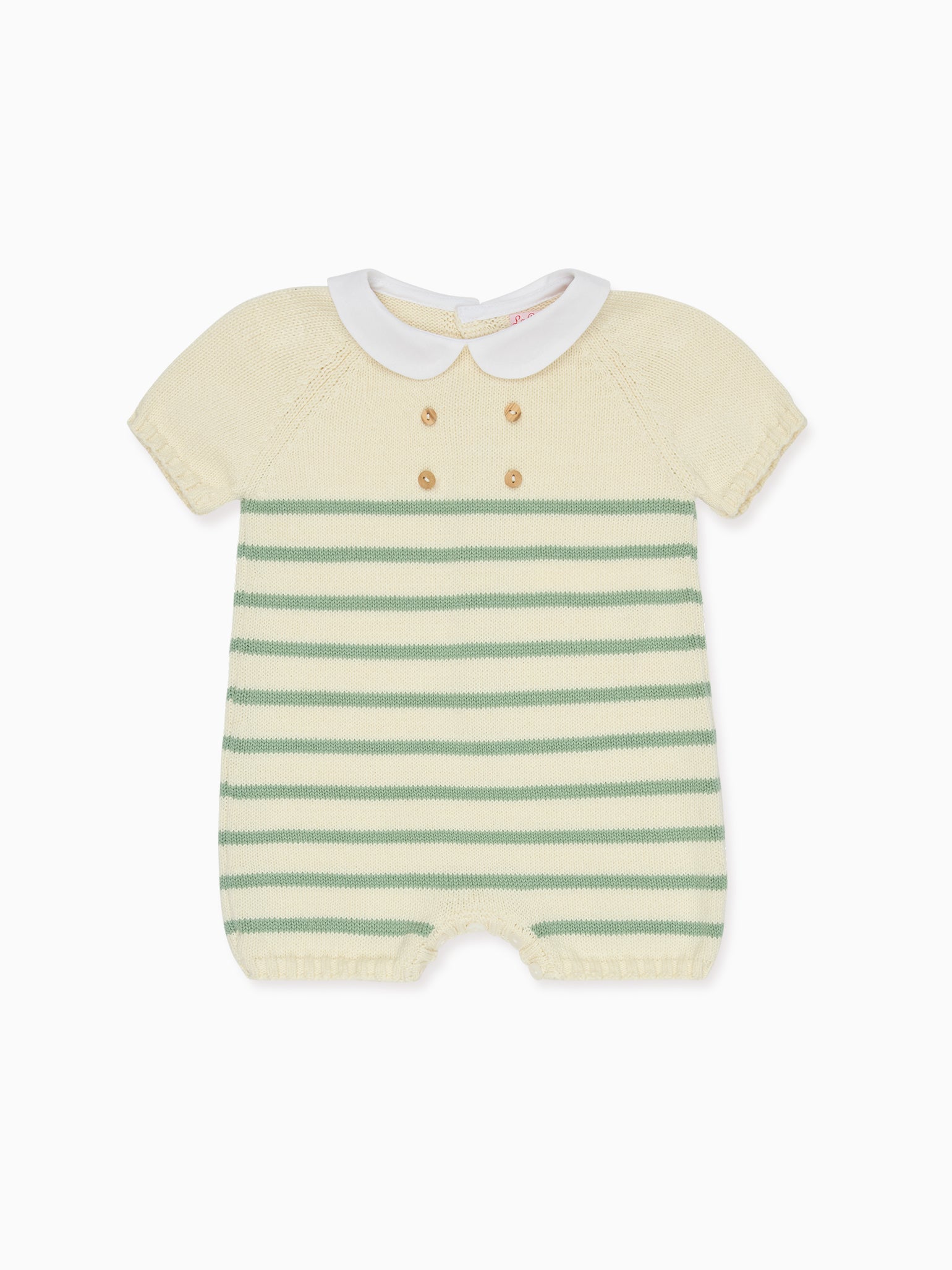 Sage Stripe Clavel Cotton Baby Knitted Playsuit