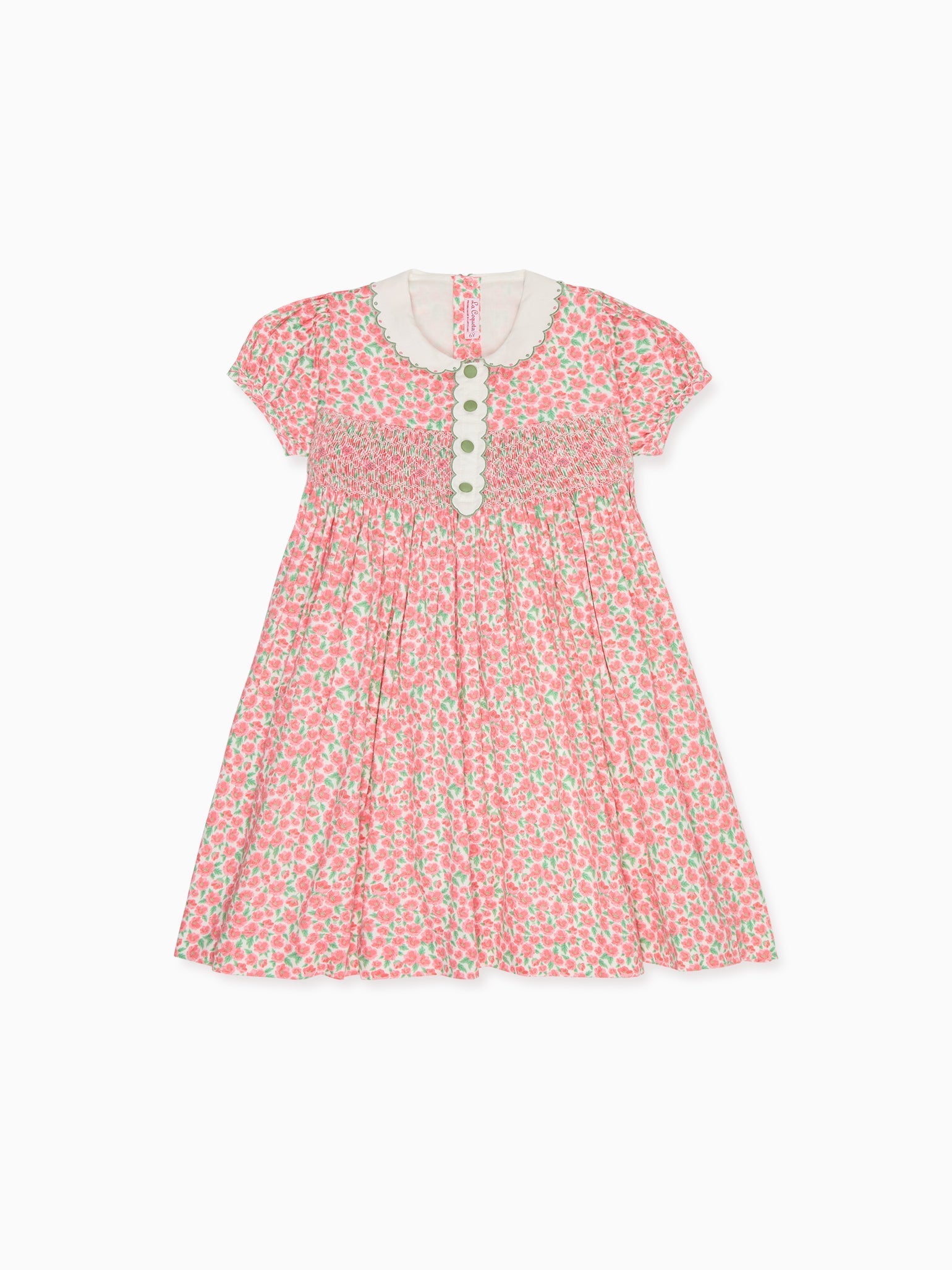 Red Floral Coco Girl Hand-Smocked Dress