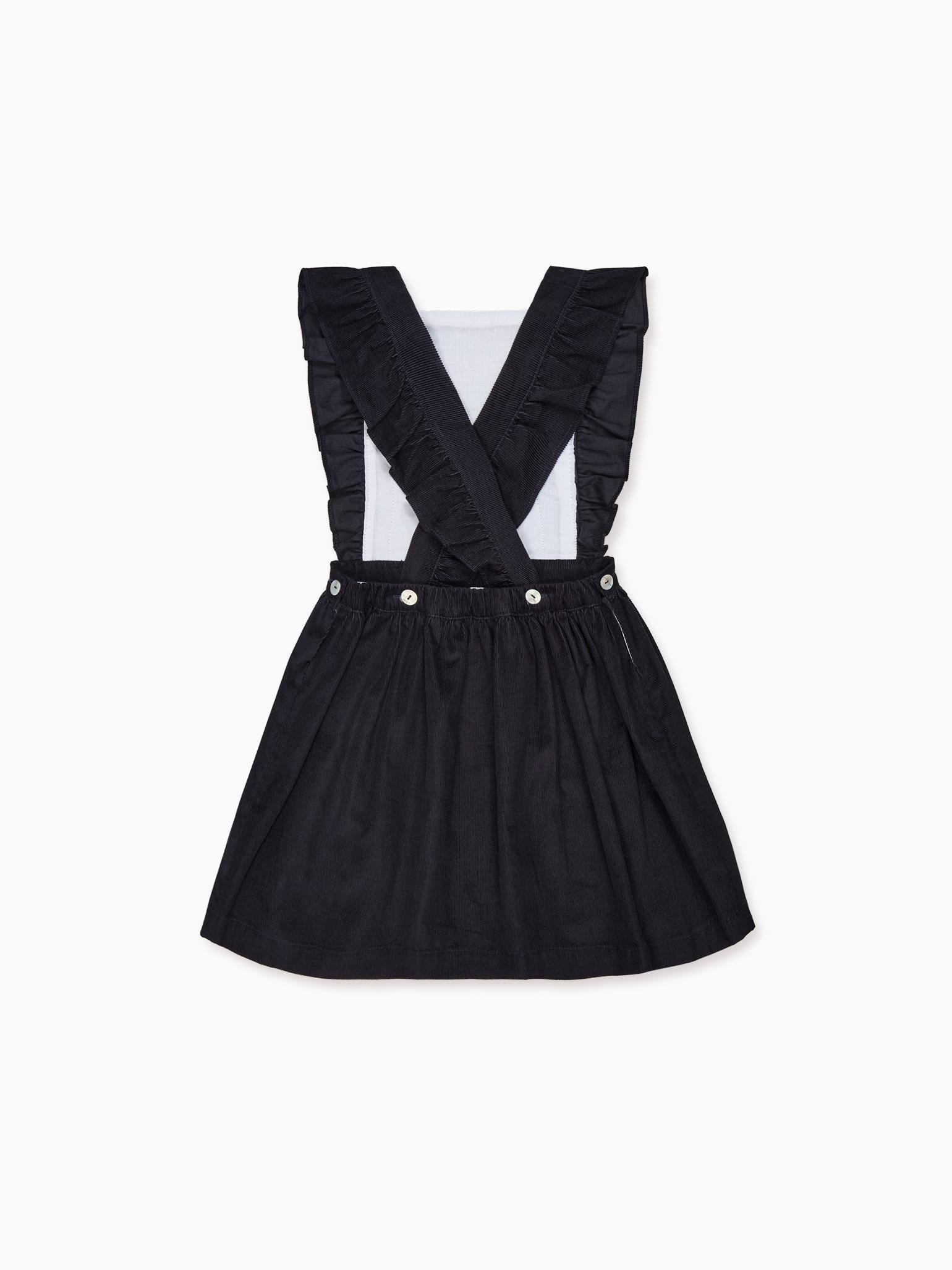 Navy Cora Corduroy Girl Pinafore Skirt