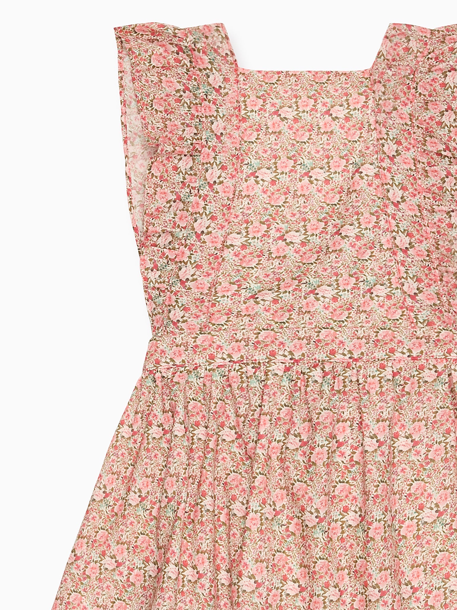 Coral Floral Cora Girl Pinafore Skirt