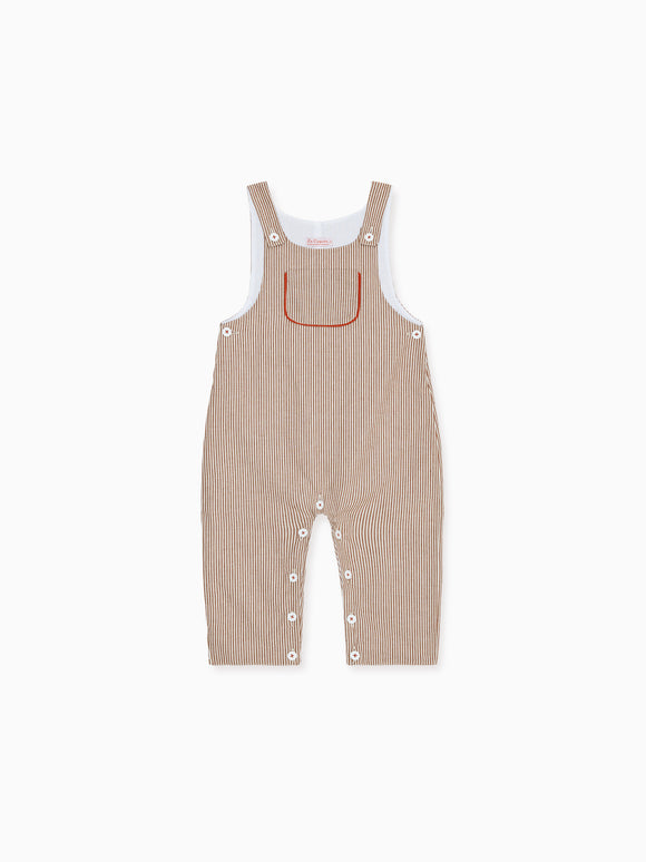 Camel Stripe Coroza Cotton Baby Dungarees