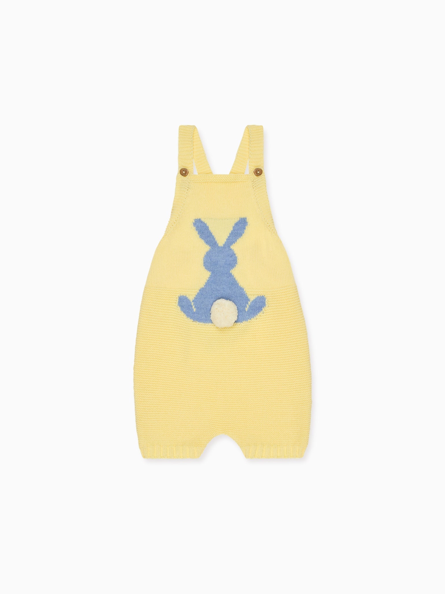 Lemon Crispa Cotton Bunny Baby Knitted Dungarees