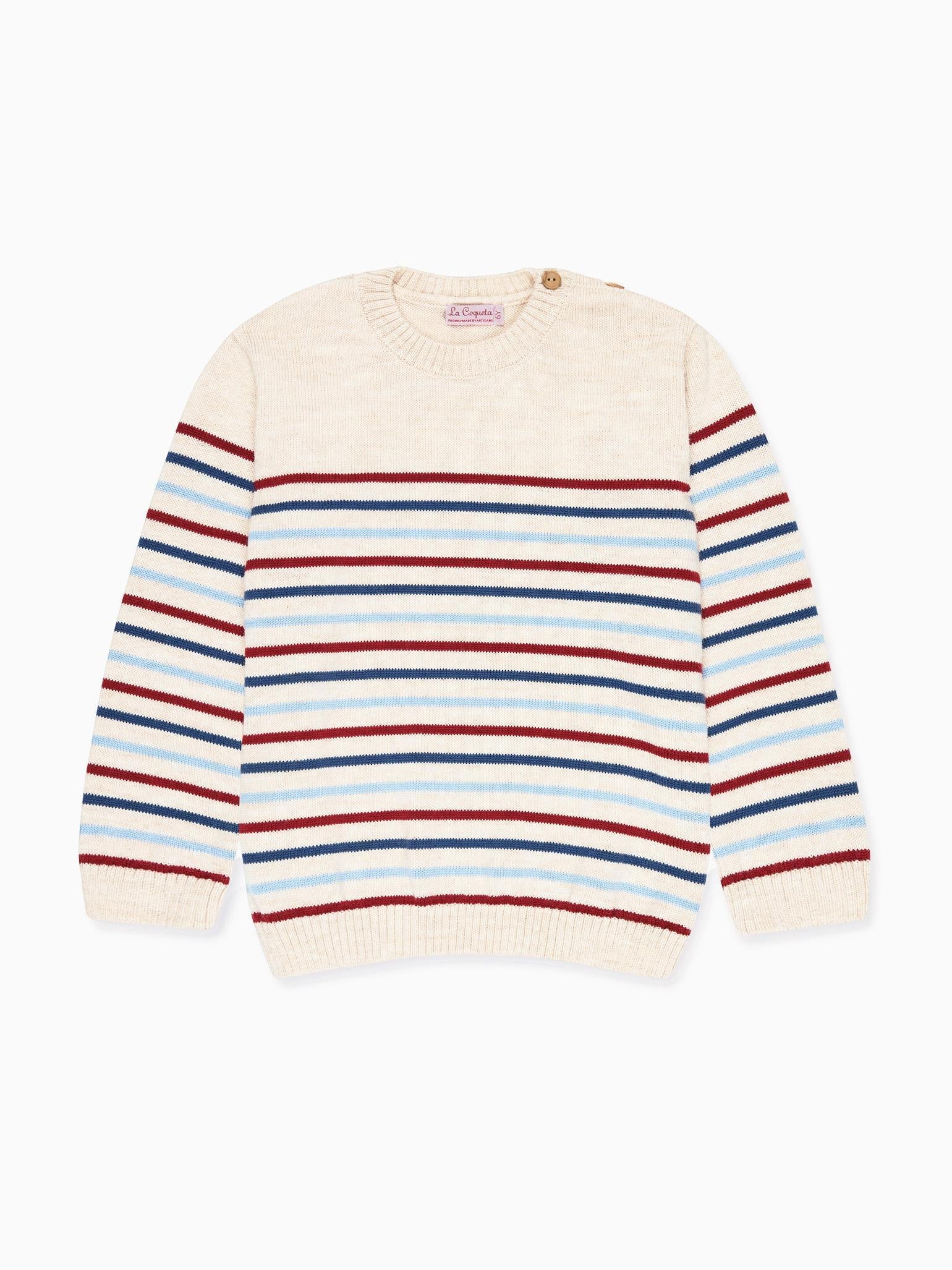 Oatmeal Stripe Curro Merino Boy Jumper