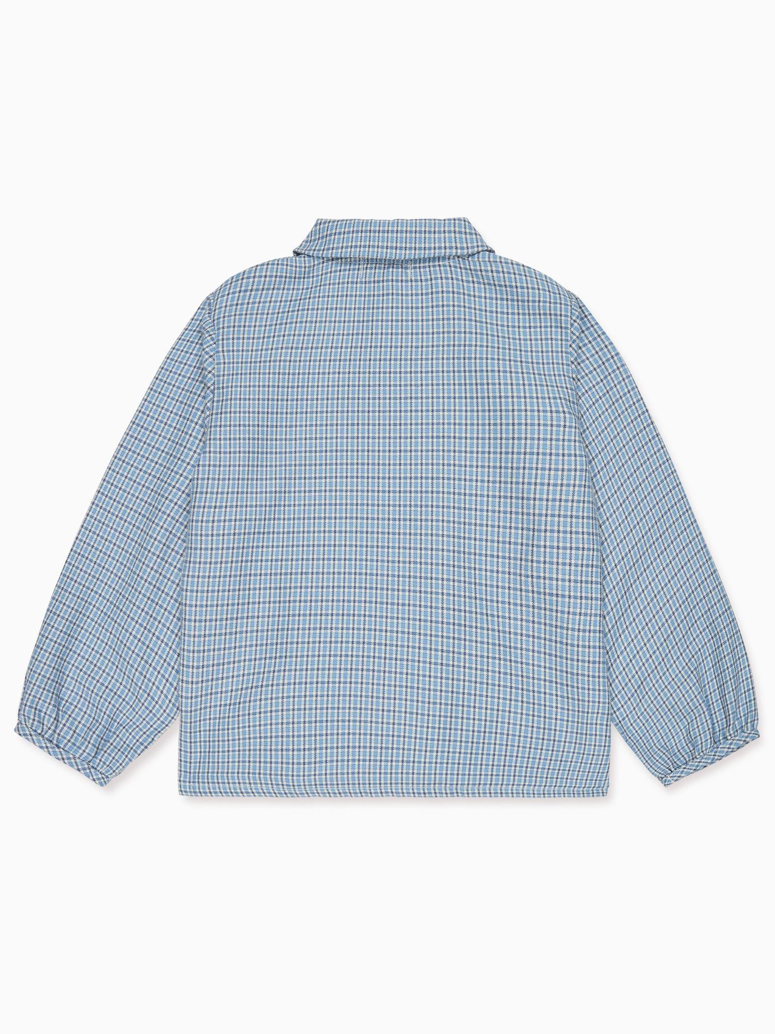 Dusty Blue Check Dante Long Sleeve Baby Shirt
