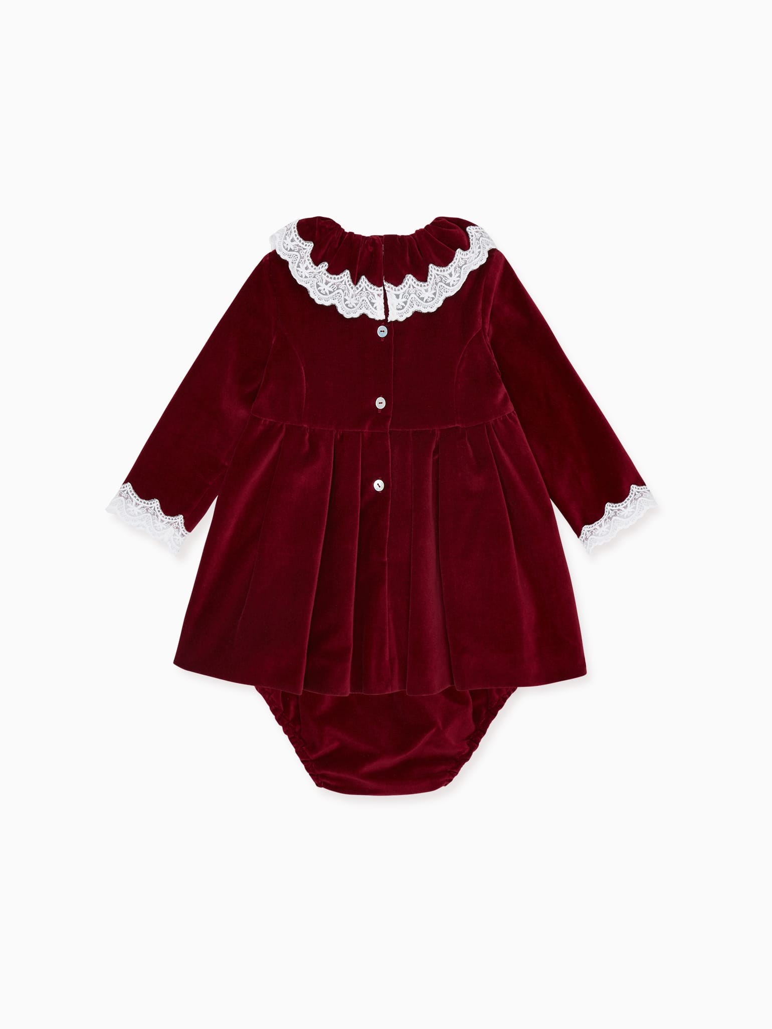 Burgundy Daroca Velvet Baby Girl Set