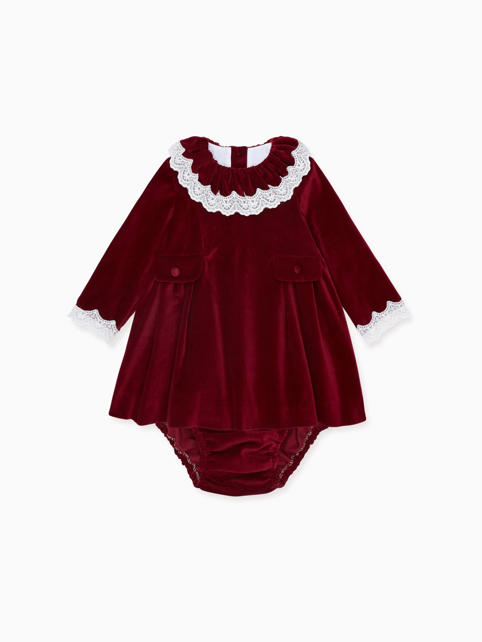 Burgundy Daroca Velvet Baby Girl Set