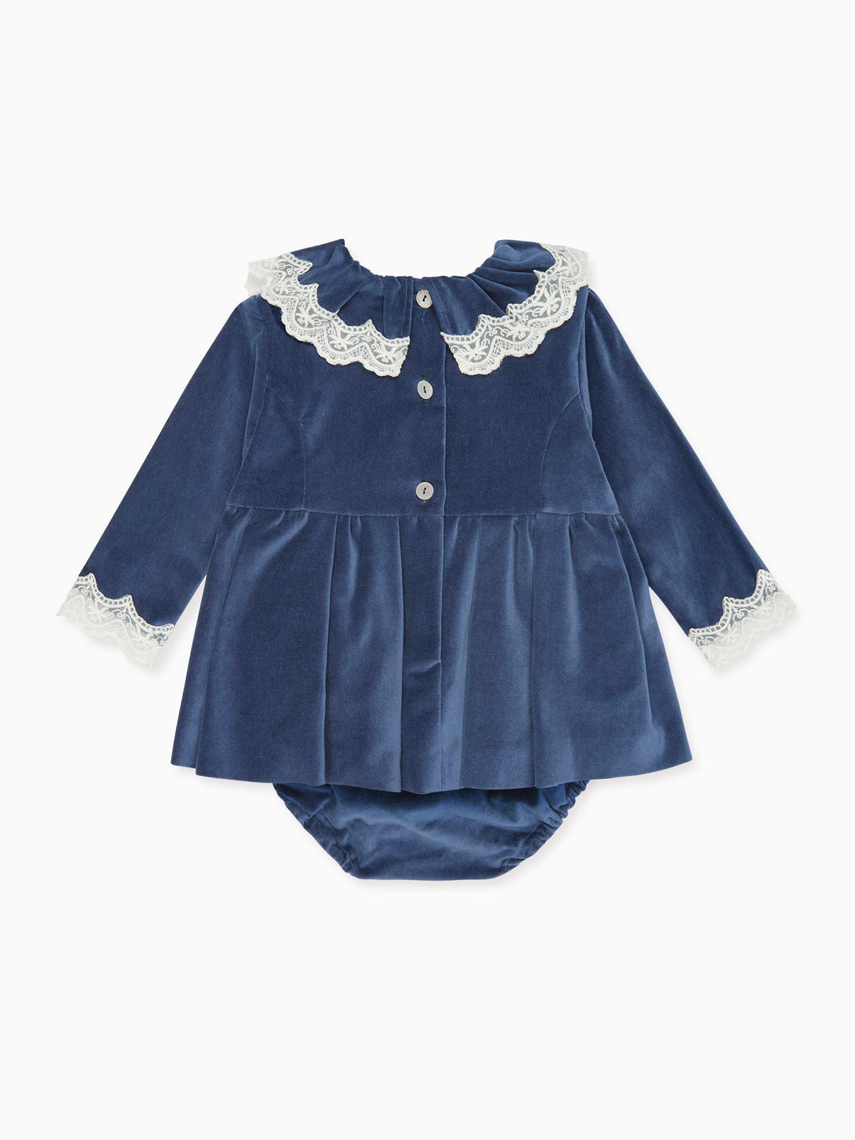 Blue Daroca Velvet Baby Girl Set