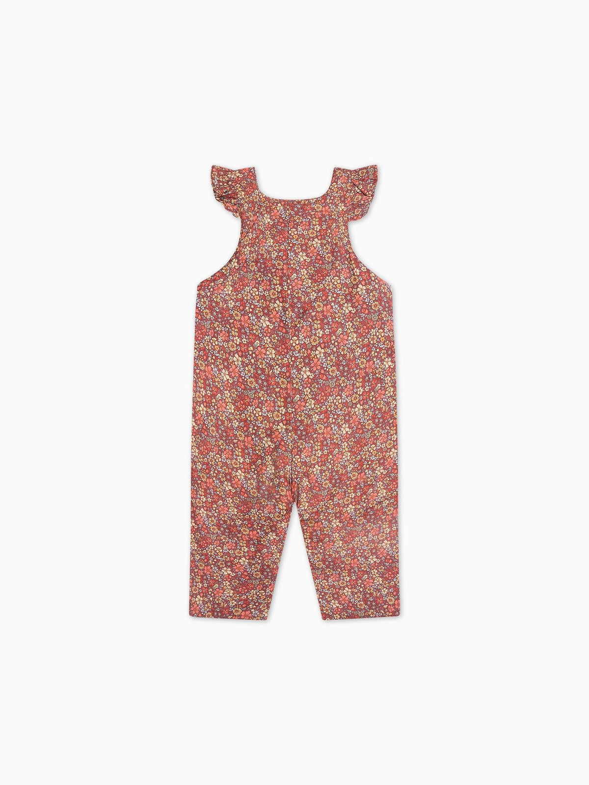 Terracotta Floral Delphina Baby Girl Dungarees